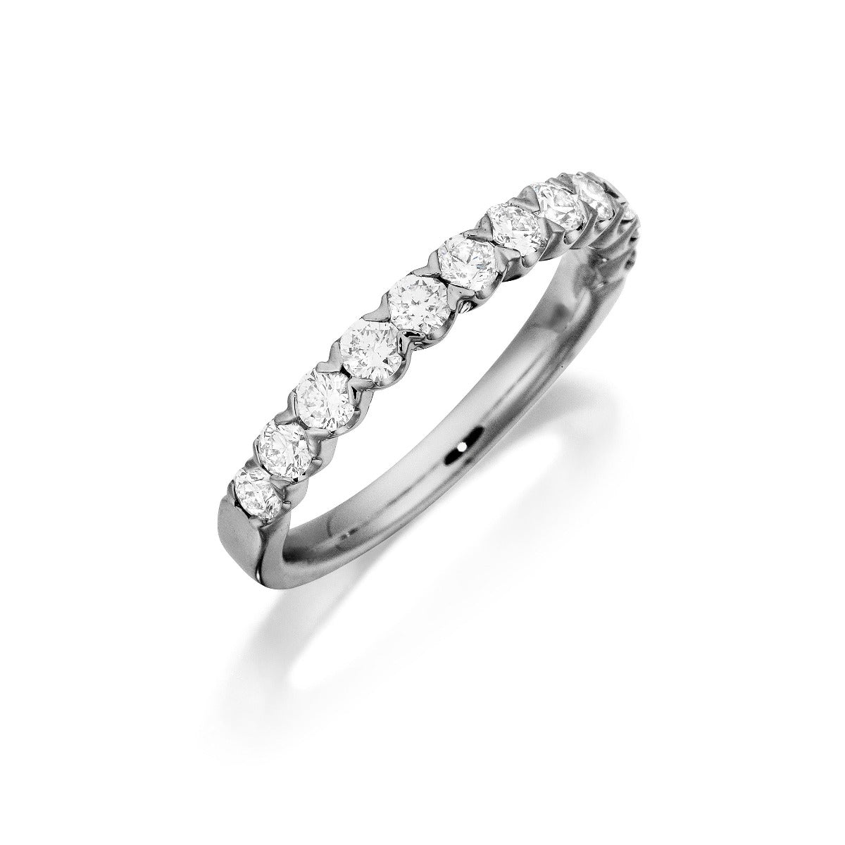 0.75 Carat Diamond Half Eternity Band in 14K White Gold - Elegant Wedding Ring for Women, Perfect for Anniversaries & Special Occasions