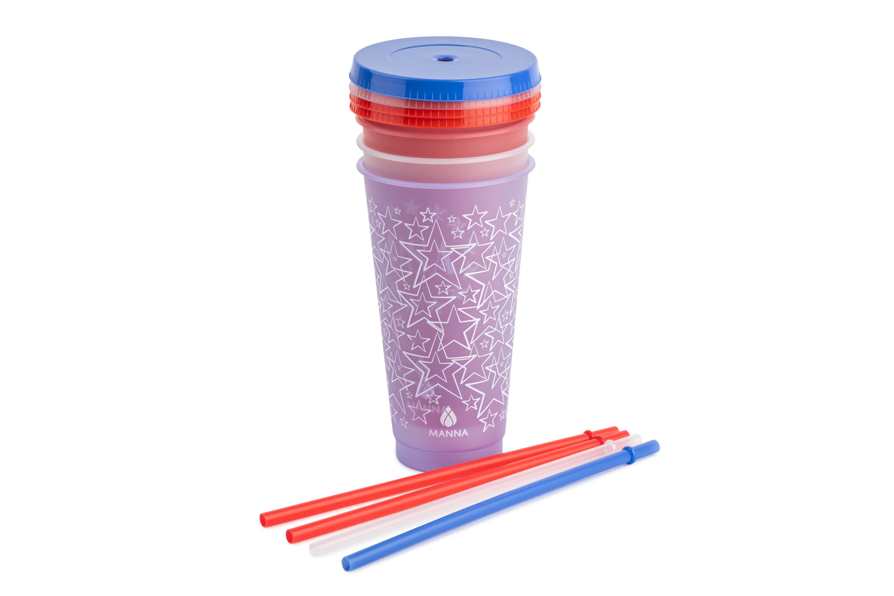 4-Pack 24oz Patriotic Color Changing Cups - Red White & Blue Party Cups for 4th of July, Memorial Day, BBQs & Summer Celebrations