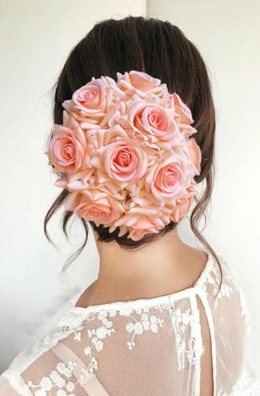 Artificial Flower Hair Bun Maker | Peach Juda Gajra Hair Accessory for Women | Perfect for Weddings, Parties & Festivals