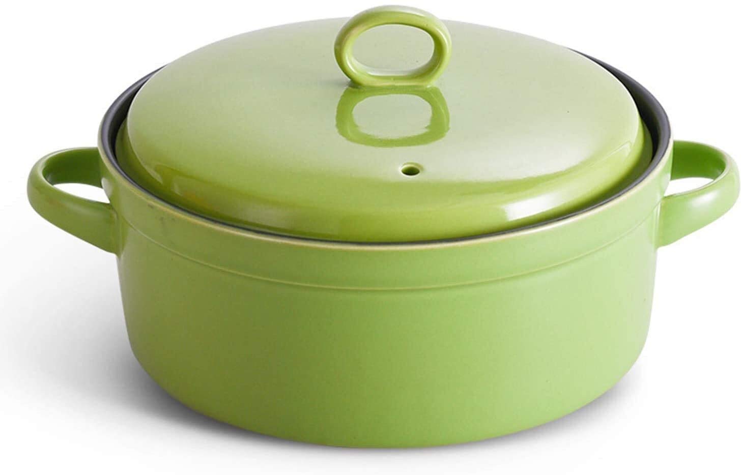 **Non-Stick Ceramic Casserole Pan with Lid - Green, Oven & Stovetop Safe, Perfect for Stews, Soups & Slow Cooking - Ideal for Camping, Home Kitchen & Outdoor Cooking**
