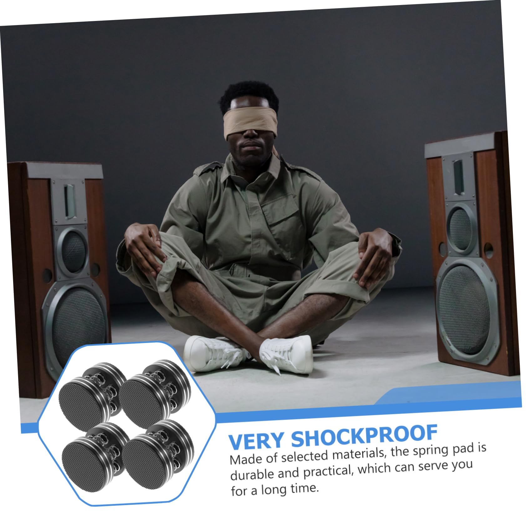 ARTIBETTER Speaker Isolation Pads - Subwoofer Isolation Pads with Spring Base Mat & Isolation Feet for Amplifier, Turntable, Stand - Reduce Vibrations for Home Theater & Studio Audio Systems