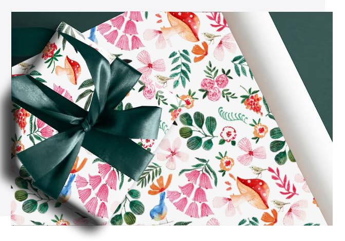 AccuPrints Premium Gift Wrapping Paper Set - 10 Sheets Floral Design, 20x30 Inches, Vibrant Multicolor for Birthday, Christmas & Party Presents