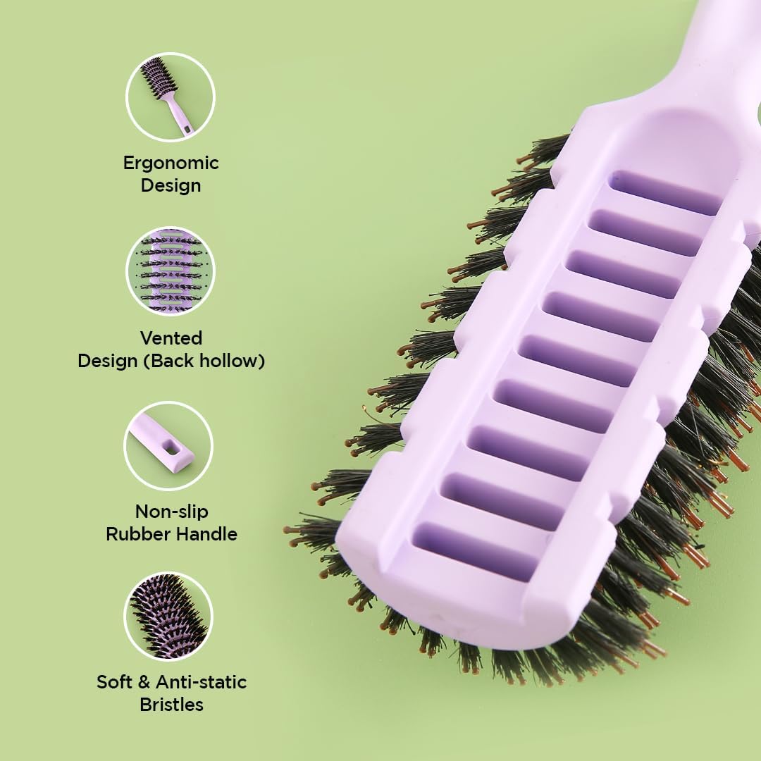Kuber Hair Brush with Flexible Bristles - Detangles & Straightens All Hair Types for Home & Travel