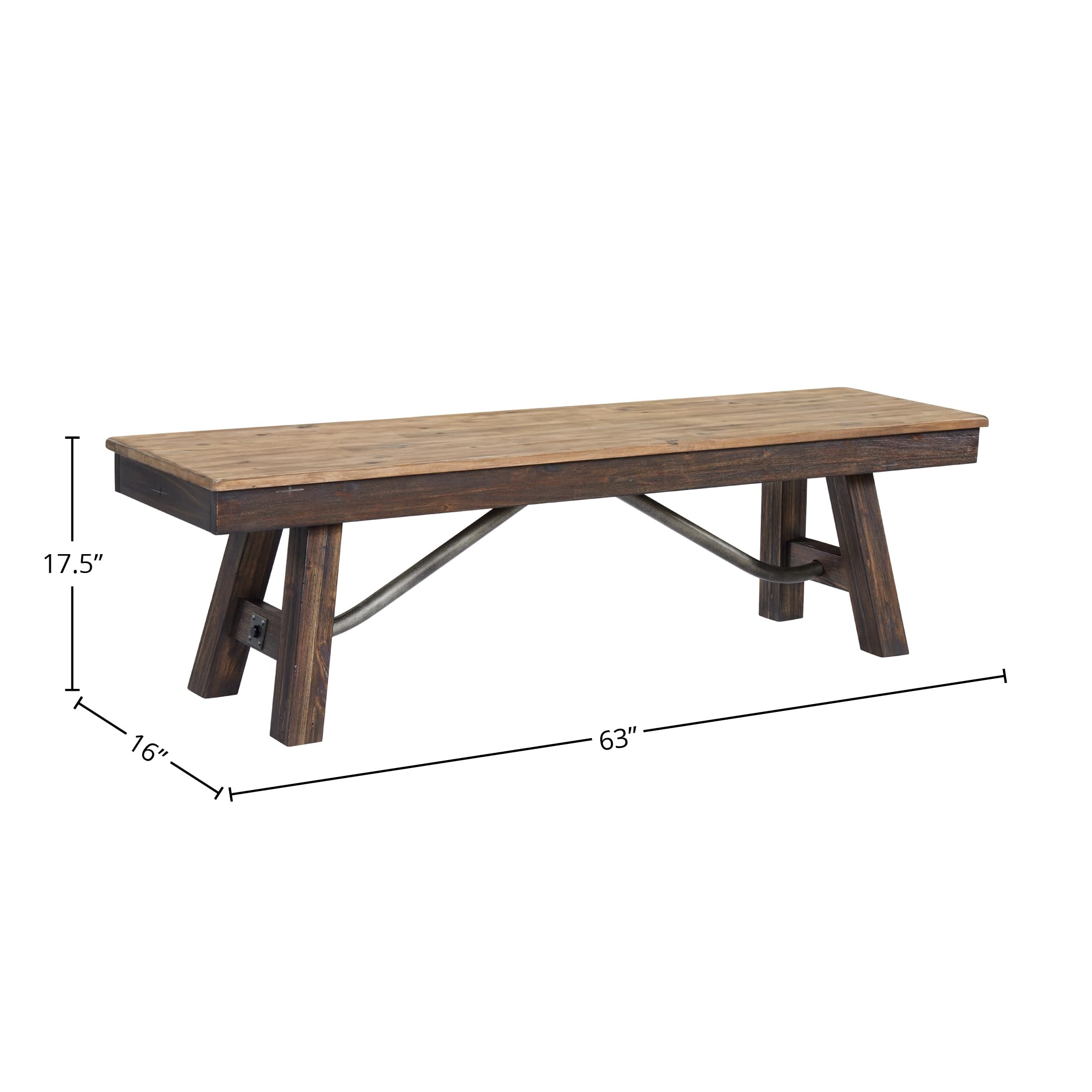 Intercon Transitions 63 Inch Wooden Bench with Comfortable Seat - Perfect for Patio, Garden, and Outdoor Relaxation