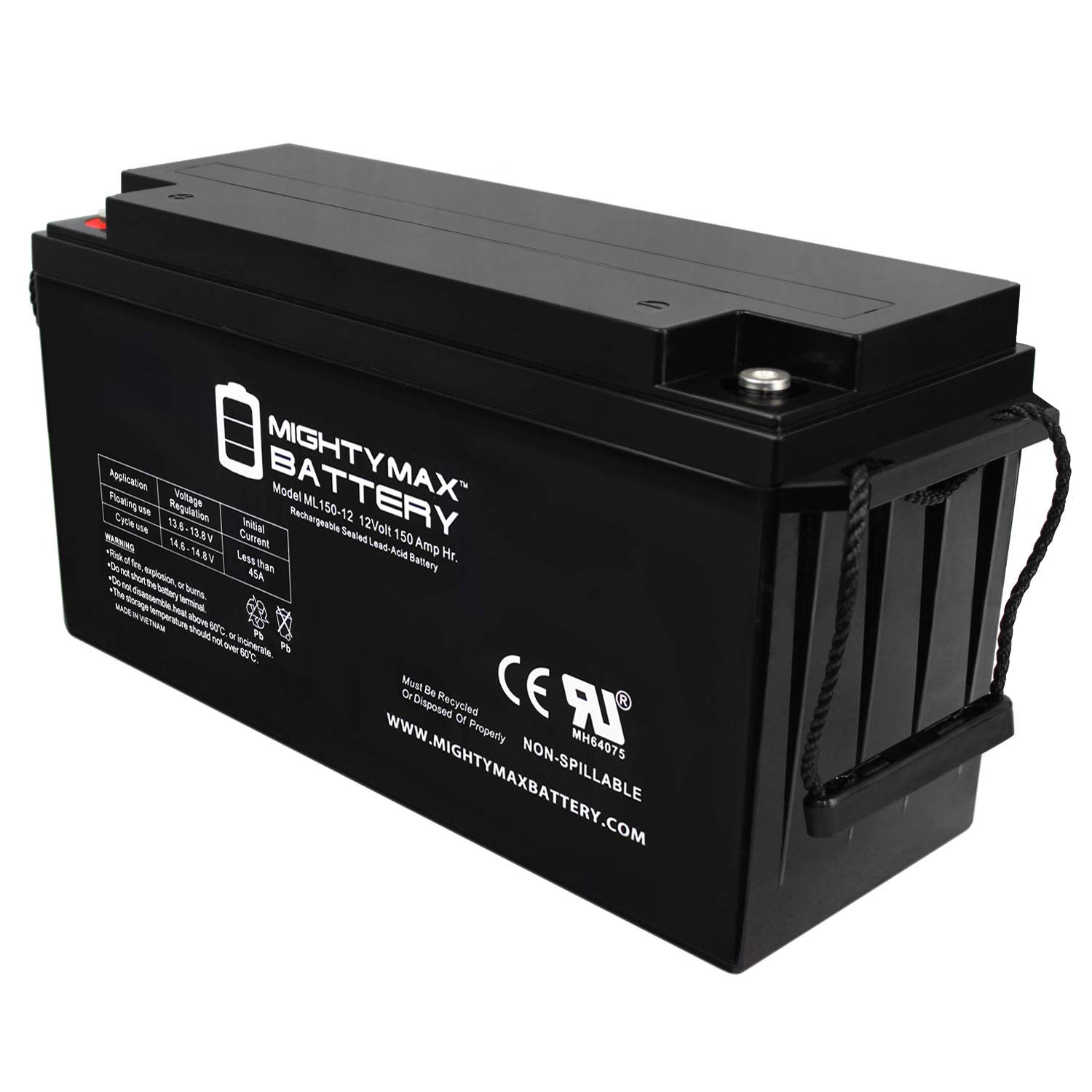 Mighty Max 12V 150AH SLA Replacement Battery for Pulstron Tall Tubular Inverter IT-500 PI - Deep Cycle Power Backup for Home, Solar, and Emergency Use