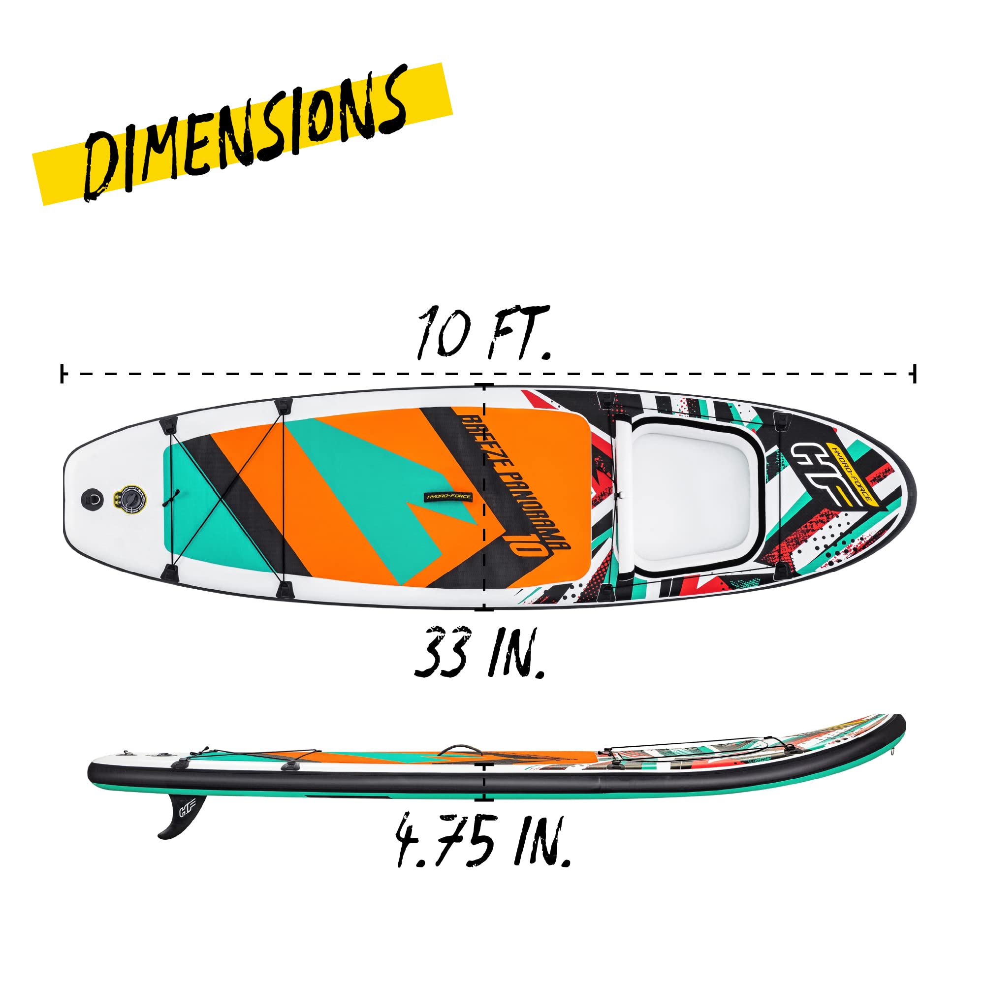 Hydro-Force Inflatable Stand Up Paddle Board (SUP) - Premium Complete Set with Hand Pump, Travel Bag & Built-in Window | Multiple Sizes for Adults & Kids | Perfect for Lakes, Rivers & Ocean Paddling