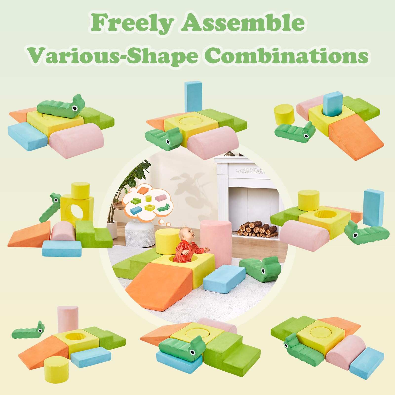 **7-Piece Soft Foam Climbing Blocks Set for Toddlers - Safe Baby Climbing Toys, Playtime Corner Gym for Crawling, Sliding & Active Play - Perfect for Indoor Playrooms & Daycare Centers**