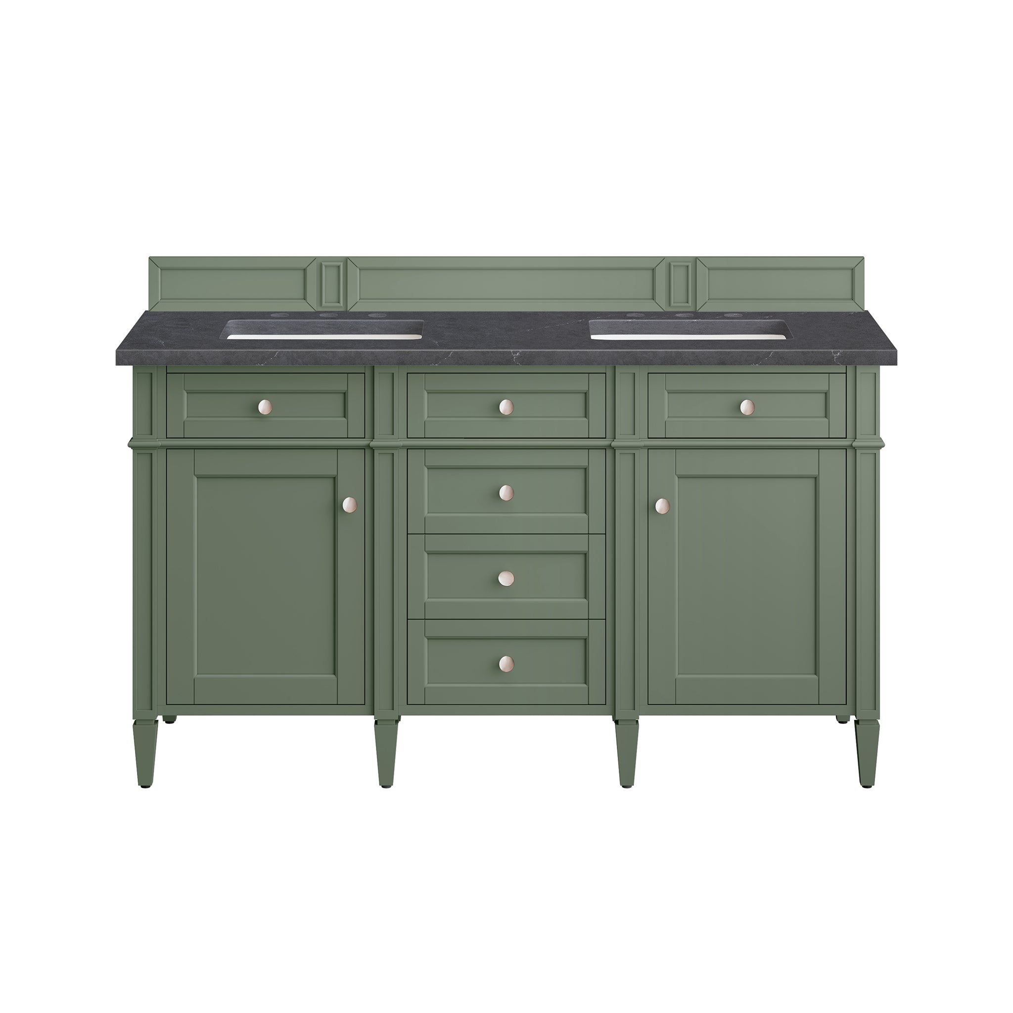 Brittany 60-Inch Double Vanity with Smokey Celadon Finish & 3CM Charcoal Soapstone Top - Perfect for Master Bathroom Renovation and Modern Home Decor