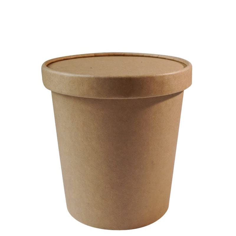 Eco-Friendly Disposable 26oz Kraft Paper Soup Containers with Lids - Microwave & Freezer Safe Food Storage Bowls for Ice Cream, Frozen Yogurt, Desserts - Bulk Pack of 25 Takeout Containers for Parties, Picnics & Catering