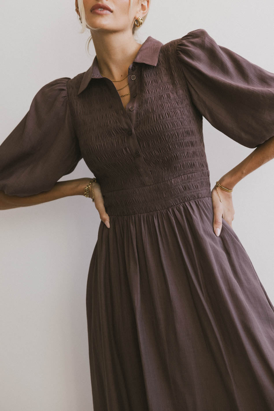 Elegant Belen Midi Dress in Mauve - Women's Flowy Summer Dress for Casual Wear & Special Occasions | Final Sale