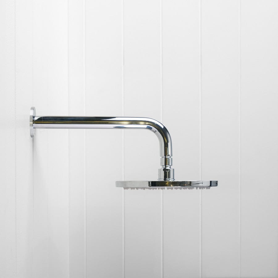 Chrome Wall Mounted Shower Arm and Shower Head - 200mm Adjustable Extension for Bathroom and Shower Stall