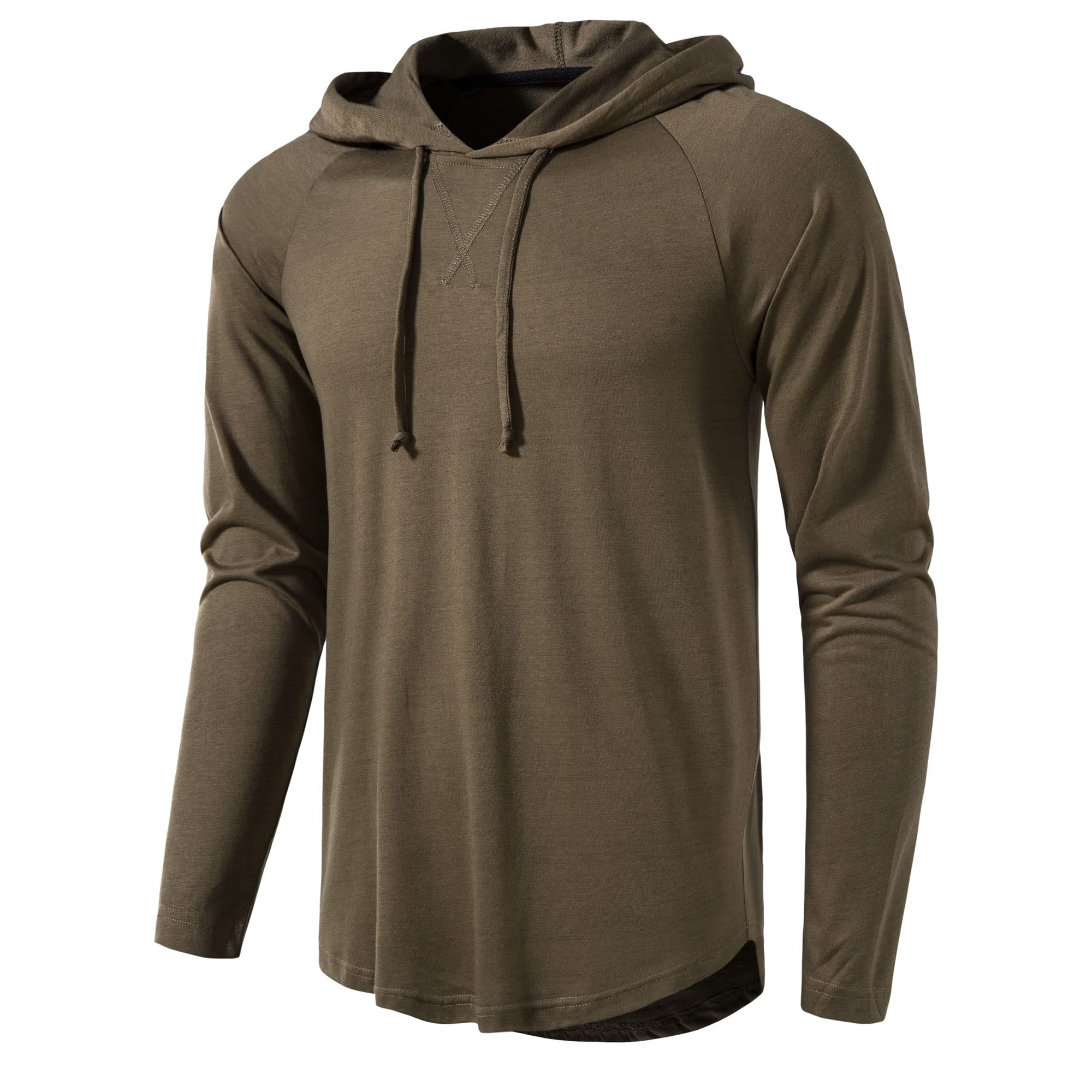 MUSE FATH Men's Long Sleeve Athletic Performance Lightweight Hoodie Sweatshirt - Breathable Workout Hoodie for Running, Gym & Outdoor Activities