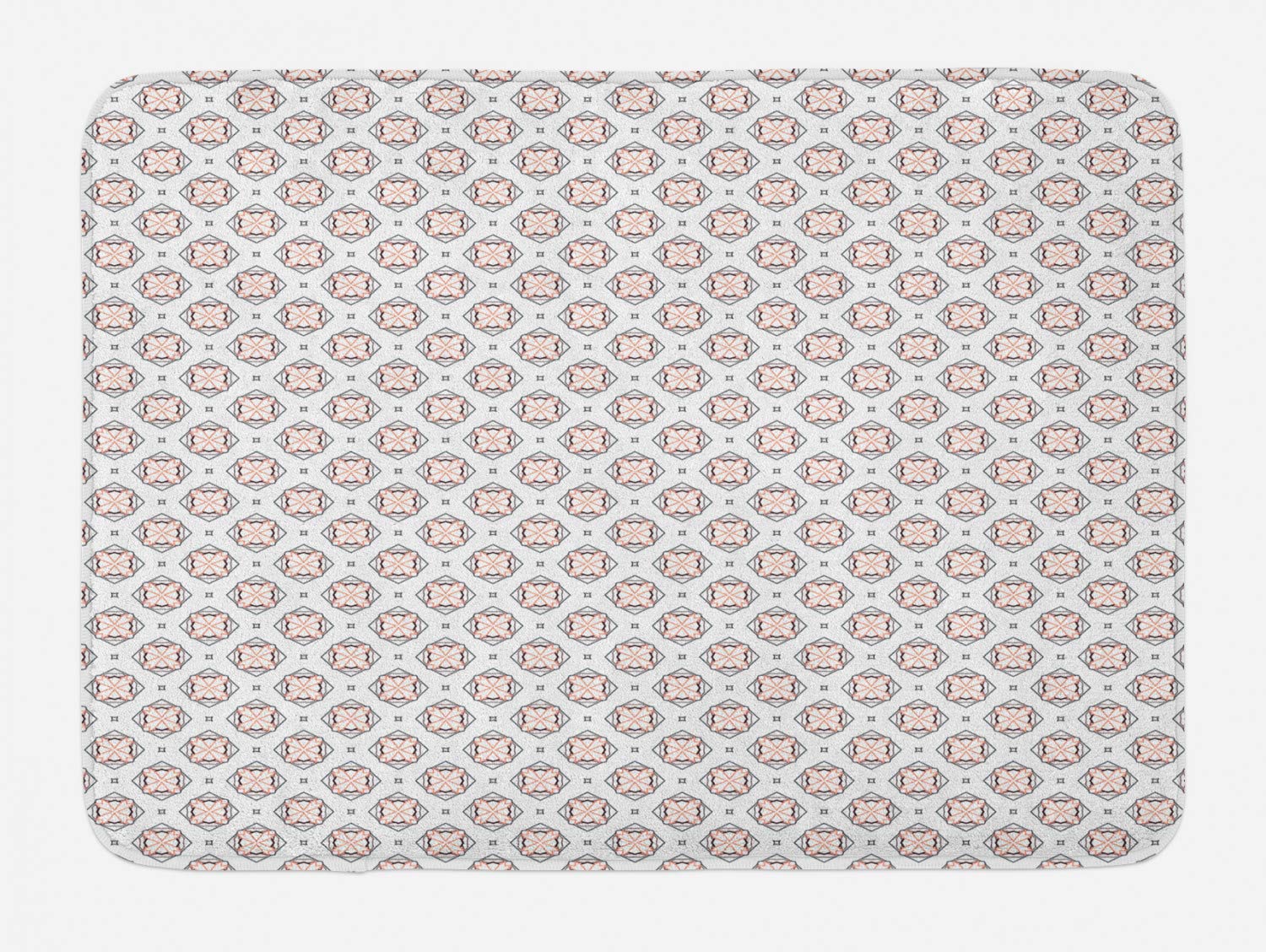 Ambesonne Abstract Non-Slip Bath Mat - Geometric Shapes & Ornate Tile Design, Plush Bathroom Decor Mat, 30.2