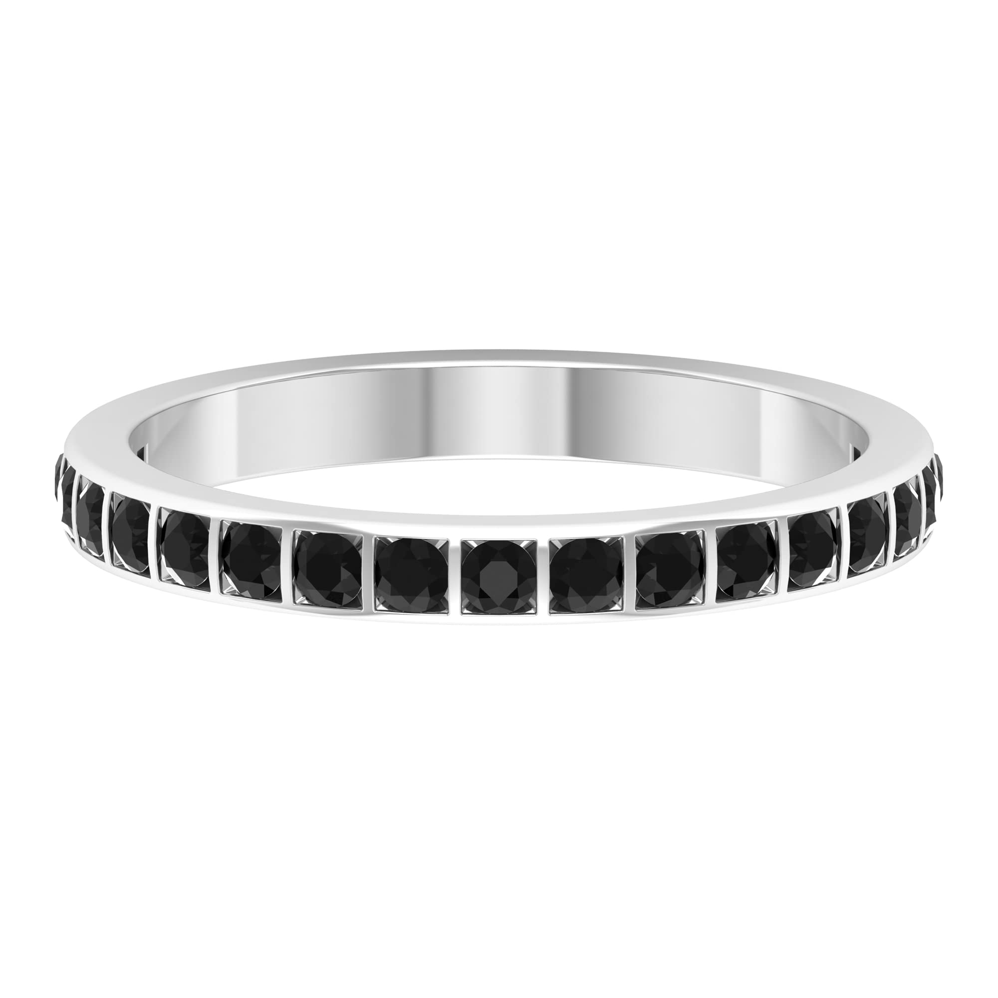 1/2 CT Black Spinel Half Eternity Ring - 14K Solid Gold Black Spinel & Gold Semi Eternity Band for Women - Perfect for Anniversary, Engagement, Wedding & Everyday Elegance