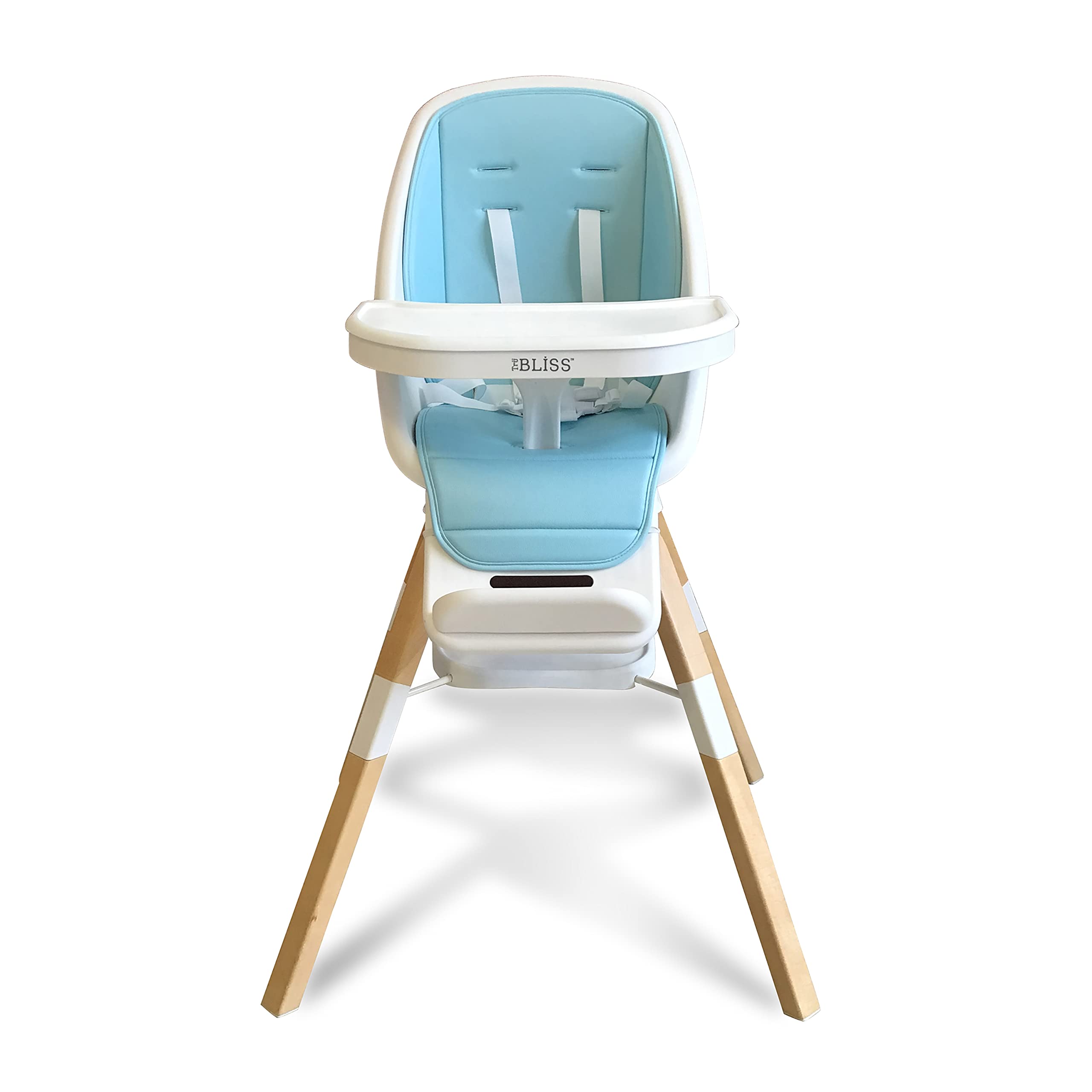 TruBliss Turn-A-Tot 2-in-1 Portable Wooden High Chair for Babies & Toddlers | 360° Swivel Design with Adjustable Footrest | Removable Dishwasher-Safe Feeding Tray | Perfect for Home, Restaurant & Travel Use (Sky Blue)