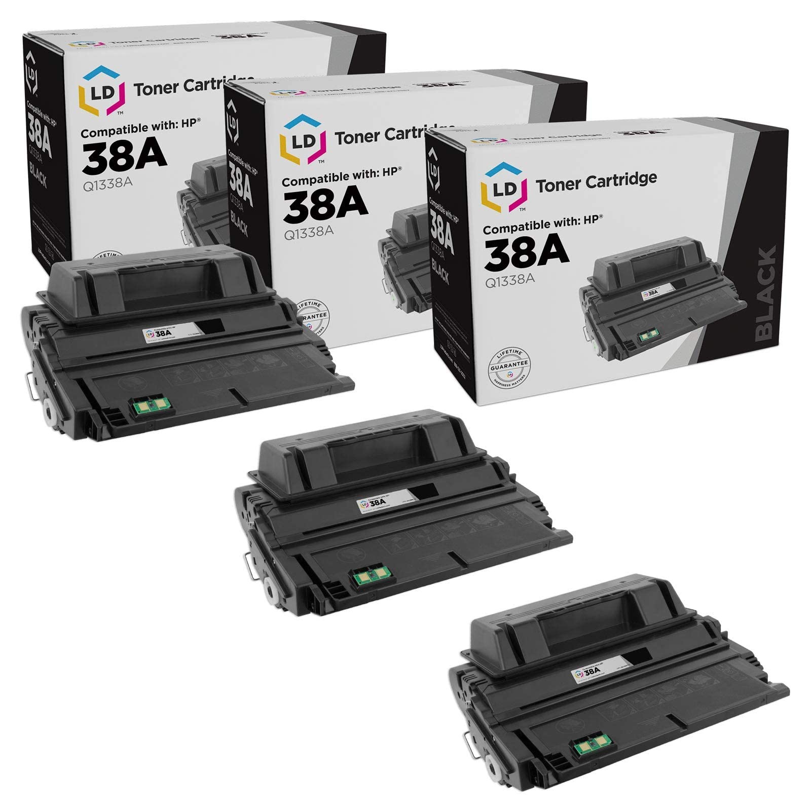 LD Products Compatible HP 38A Q1338A Black Toner Cartridge (3-Pack) - Replacement for HP LaserJet 4200 Series Printers | Perfect for Office Printing, Document Copies & High Volume Business Use