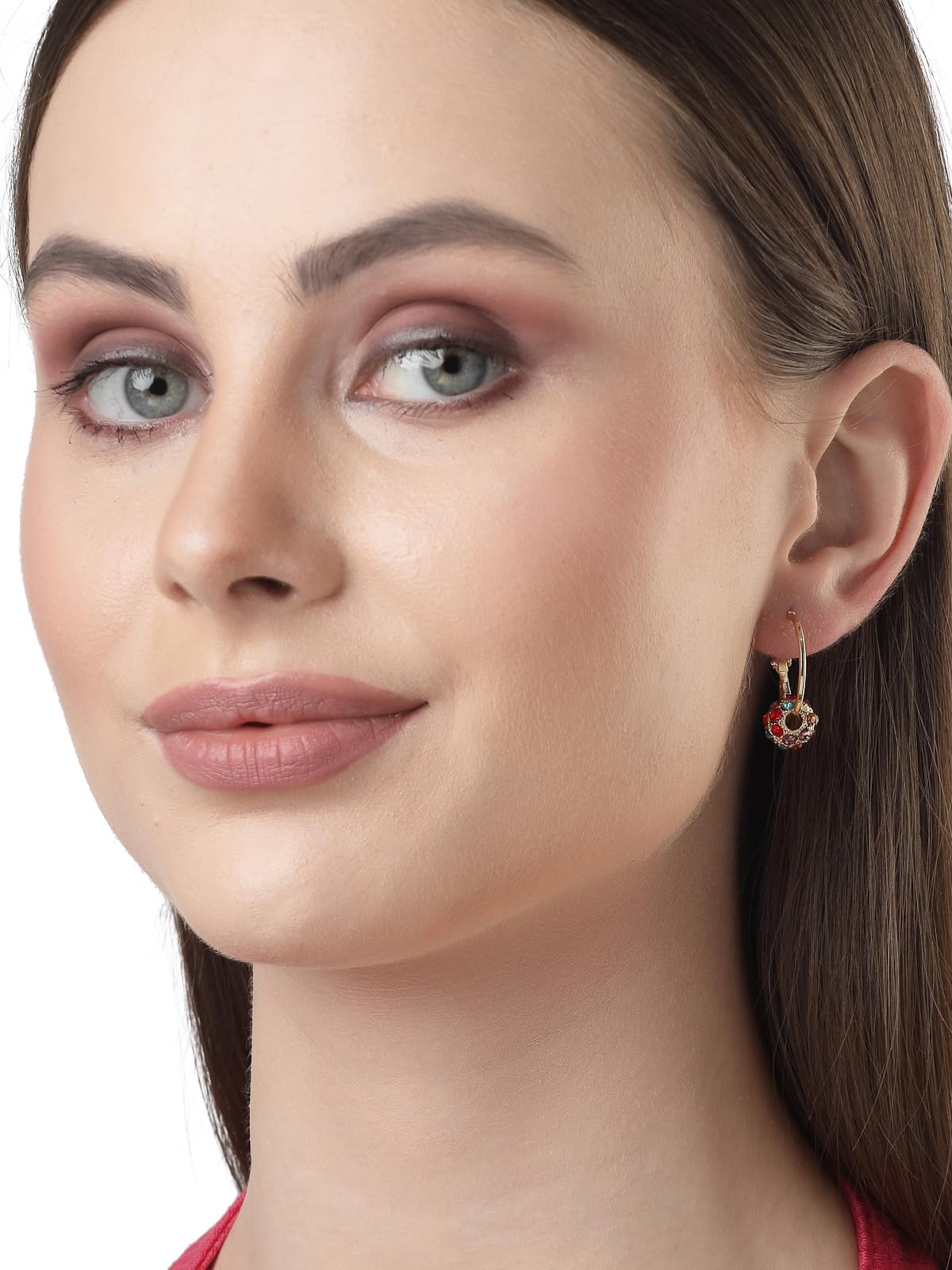 Sukkhi Scintillare Gold Plated Multicolor Crystal Bali Hoop Earrings for Women & Girls - Stylish Fashion Jewelry, Perfect Birthday & Anniversary Gift (E106561) | Great for Parties, Weddings & Everyday Wear