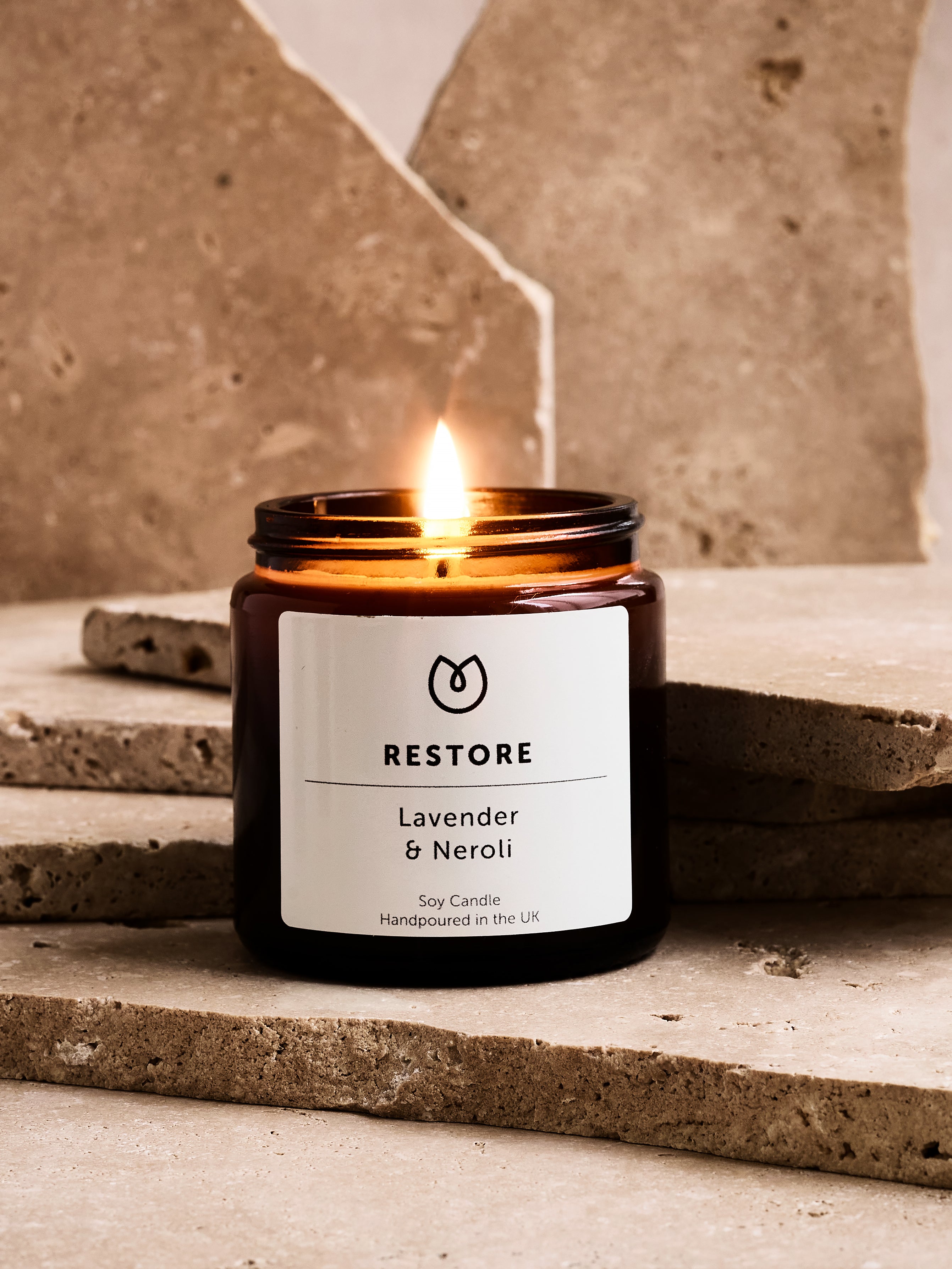 Yogamatters Restore Candle - Lavender & Neroli Scented Soy Wax Candle for Relaxation, Yoga & Meditation | Aromatherapy Home Decor Gift