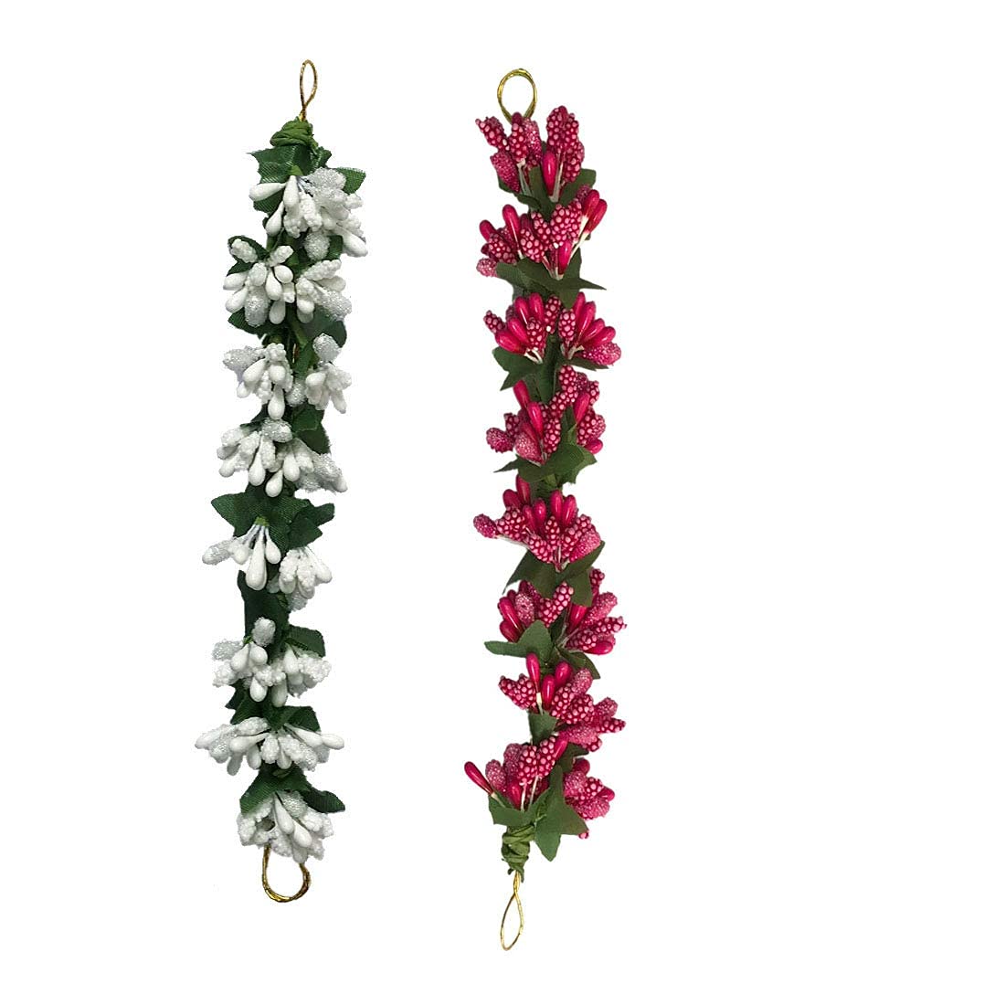 GuruEmbellish Fancy Hair Gajra - Floral Phoolen Juda Hair Accessories for Women & Girls (Maroon & White, 2-Pack) - Perfect for Weddings, Parties & Traditional Indian Outfits