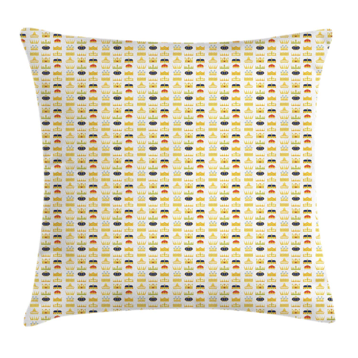 Ambesonne Hipster Throw Pillow Cover 24x24 Inches - Royal Crowns Kings Queens Nobility Insignia Design, Decorative Square Cushion Case in Multicolor | Perfect for Bohemian Home Decor, Living Room Accent & Vintage Style Bedding
