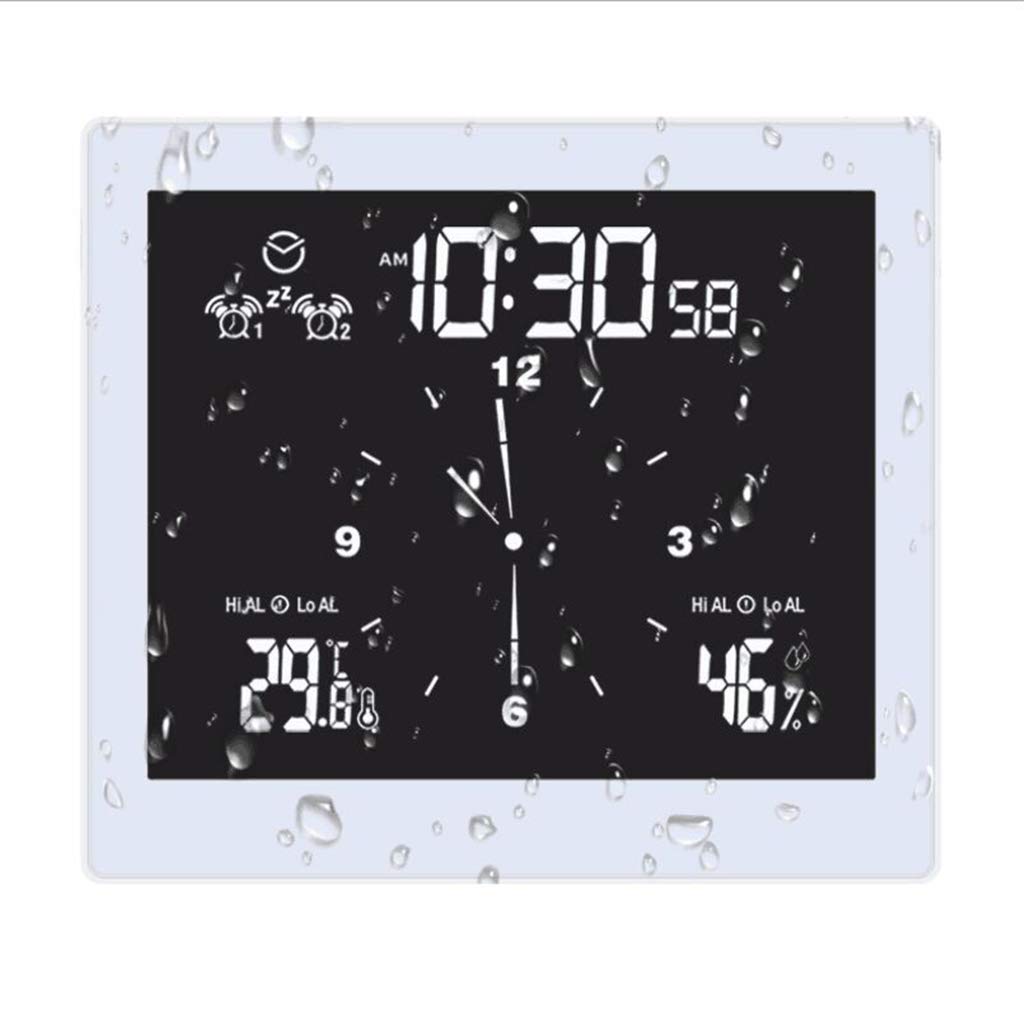Digital Bathroom Thermometer Hygrometer with Alarm Clock - Indoor Temperature Humidity Monitor for Home, Shower, Spa & Sauna Use