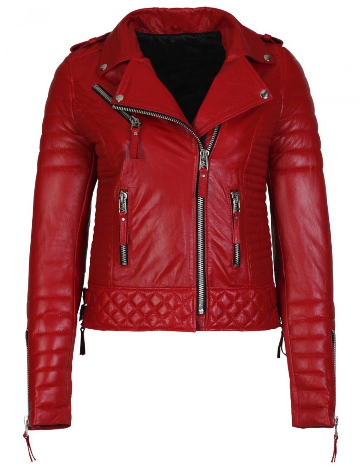 Women's Genuine Red Leather Motorcycle Jacket - Bomber Biker Style Jacket for Women (XXL) | Perfect for Riding, Casual Outfits & Night Out