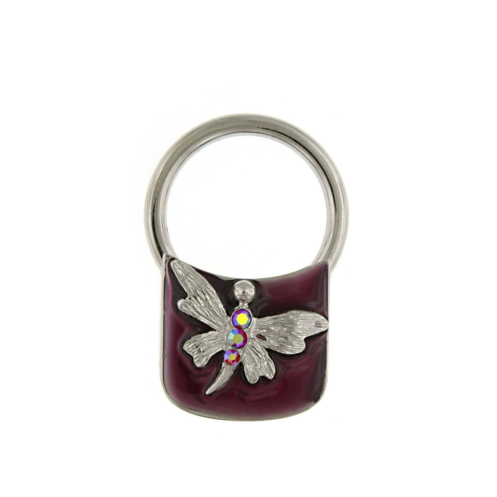 1928 Jewelry AB Crystal Butterfly Enamel Square Key Ring - Elegant Keychain for Women, Gift for Her - Perfect for Keys, Bags, and Everyday Carry Accessories