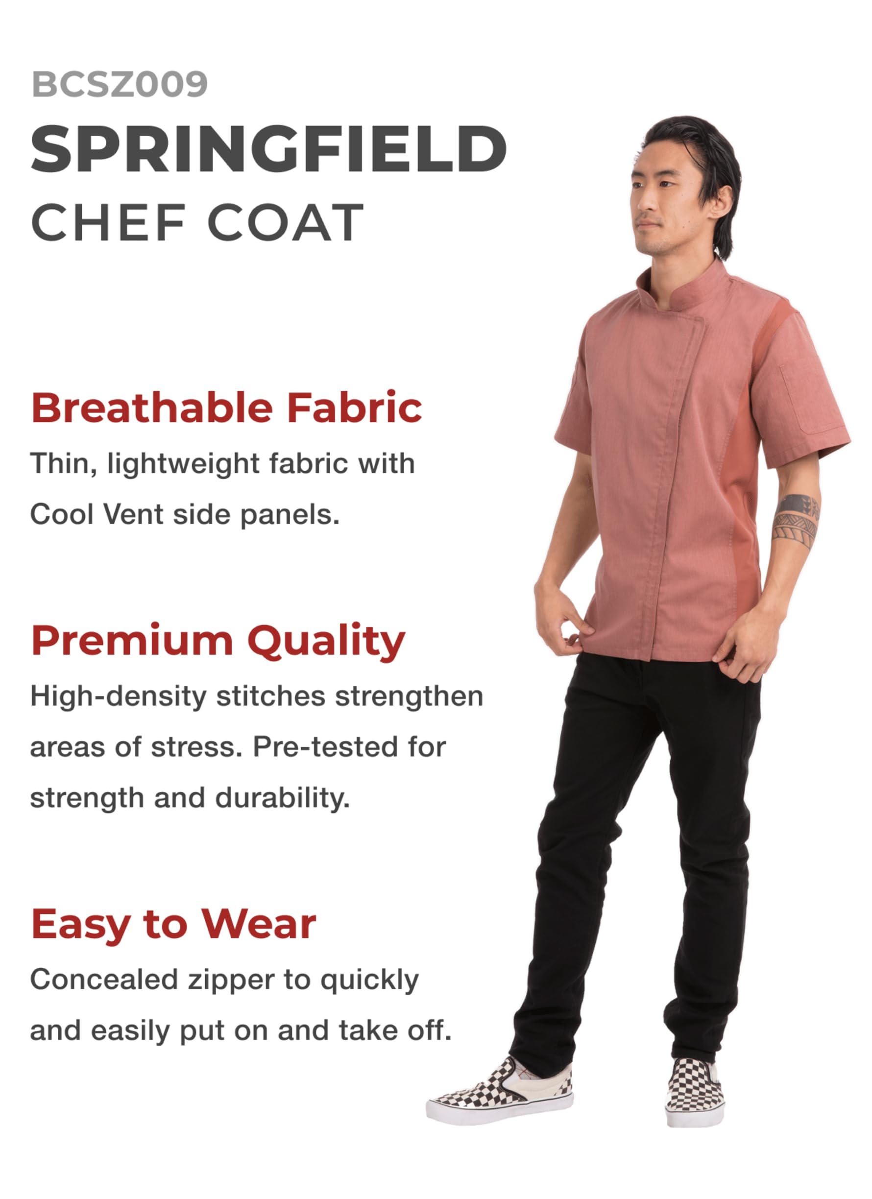 Chef Works Custom Personalized Men's Springfield Chef Coat - Professional Kitchen Apparel for Chefs & Culinary Students