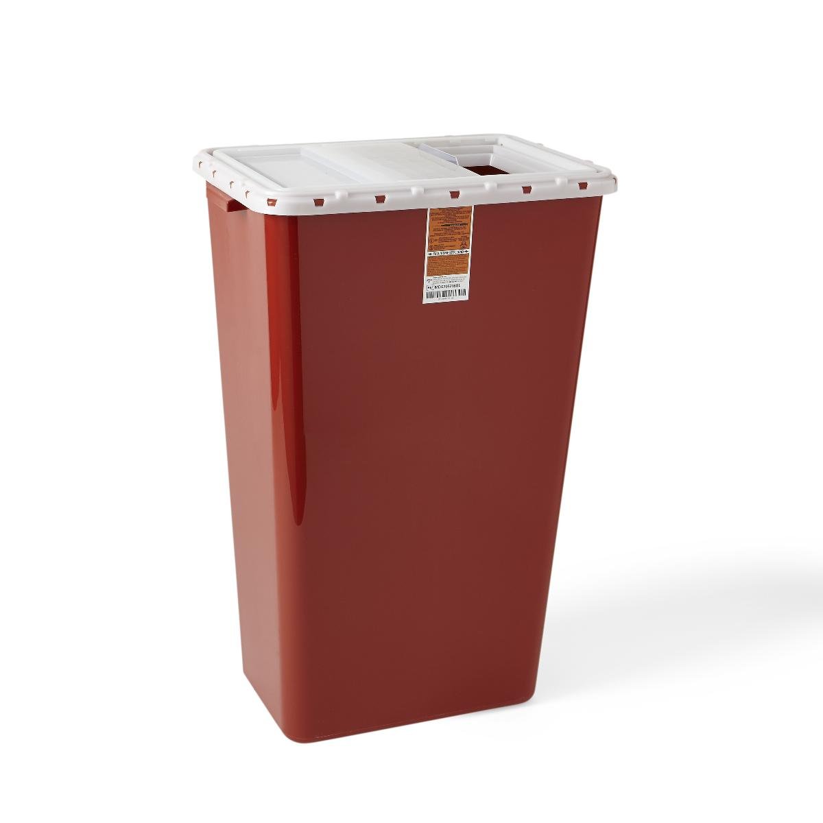 Medline 18 Gallon Large Biohazard Waste Containers with Slide Lid - Red Medical Grade Disposal Bins for Hospitals, Clinics & Labs - Secure Biohazardous Waste Management - Pack of 5