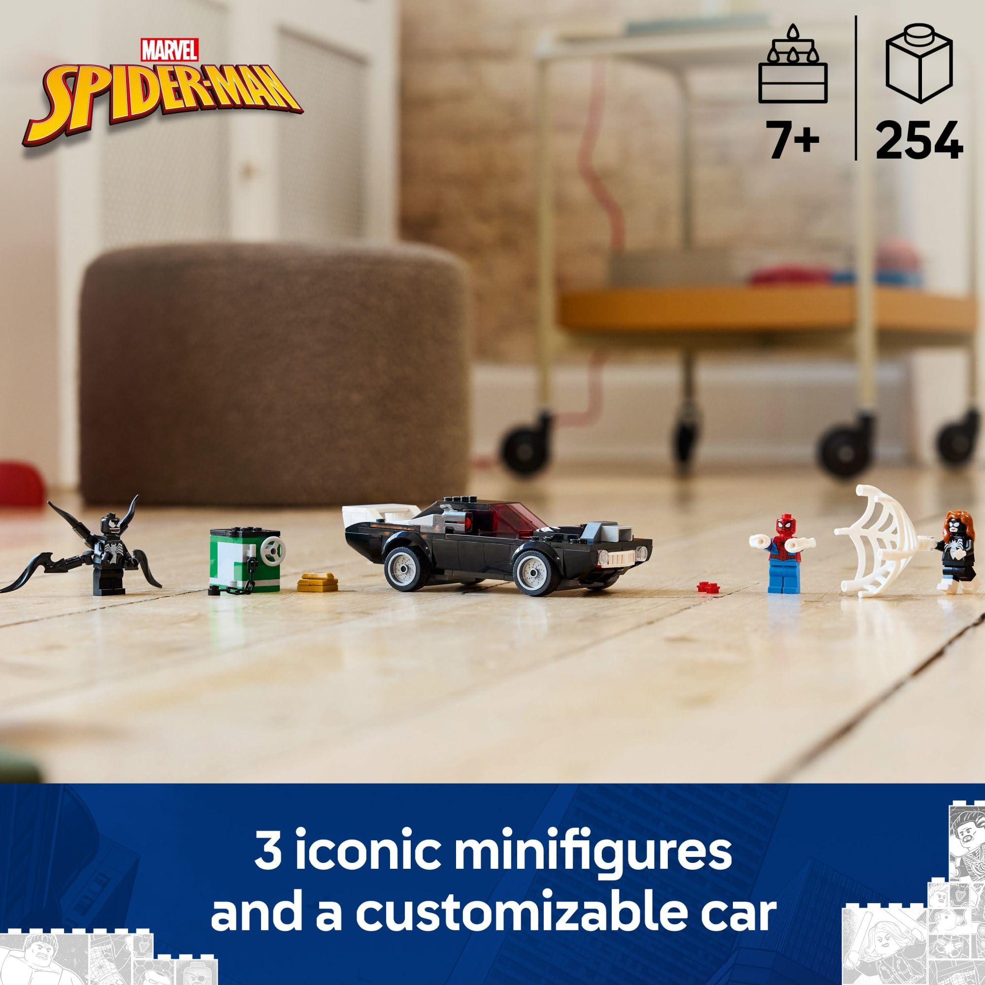 LEGO Marvel Spider-Man vs. Venom Muscle Car Building Set with 3 Superhero Minifigures - Creative Construction Toy for Kids Ages 7+ - Perfect Birthday Gift for Boys & Girls - Great for Superhero Playtime & Collectible Display (Set 76309)