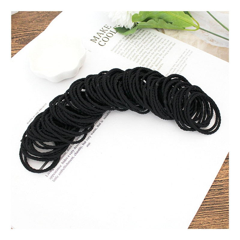 50pcs Girls Candy Color Elastic Hair Bands for Kids - Soft Stretch Hair Ties for School, Sports & Daily Hairstyles