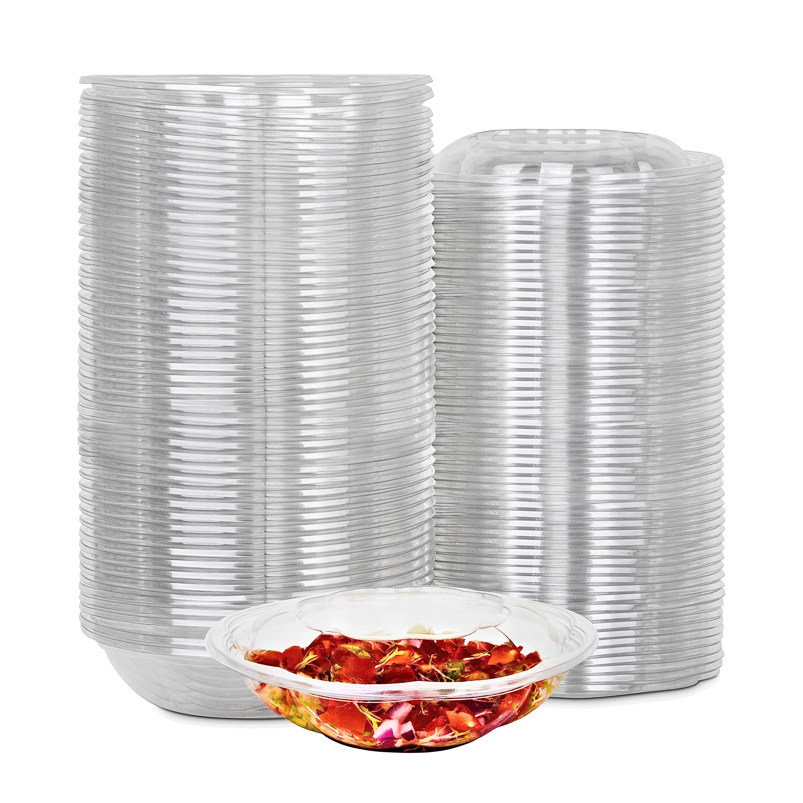 Eco-Friendly 18 oz Disposable Salad Bowls with Lids - 50 Pack for Meal Prep, Lunch, Serving & Takeout | Perfect for Picnics, Office Lunches & Catering Events