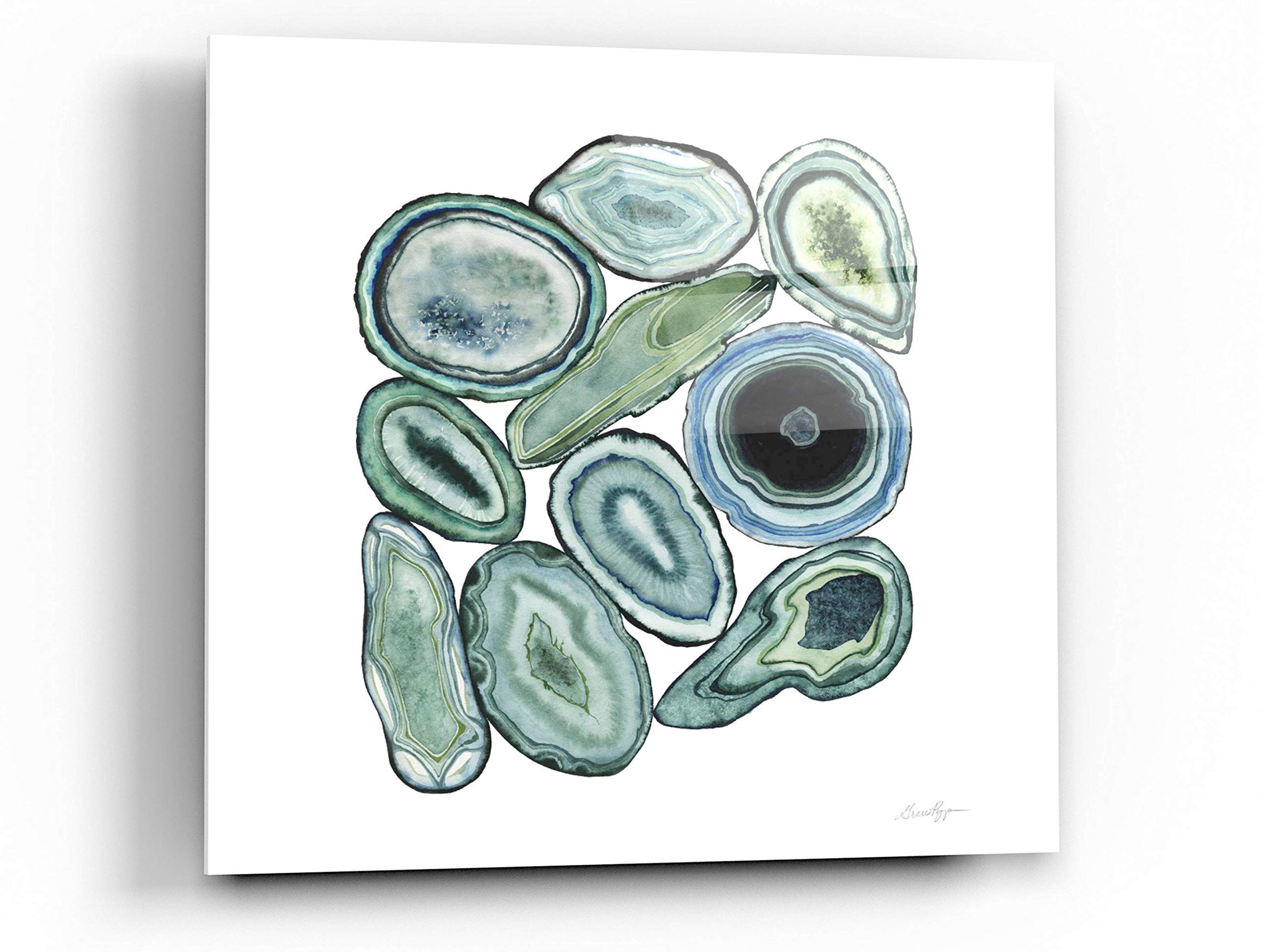 Grace Popp Stacked Agate I Acrylic Glass Wall Art - 24x24 Inches Modern Abstract Painting for Living Room, Bedroom & Office Decor