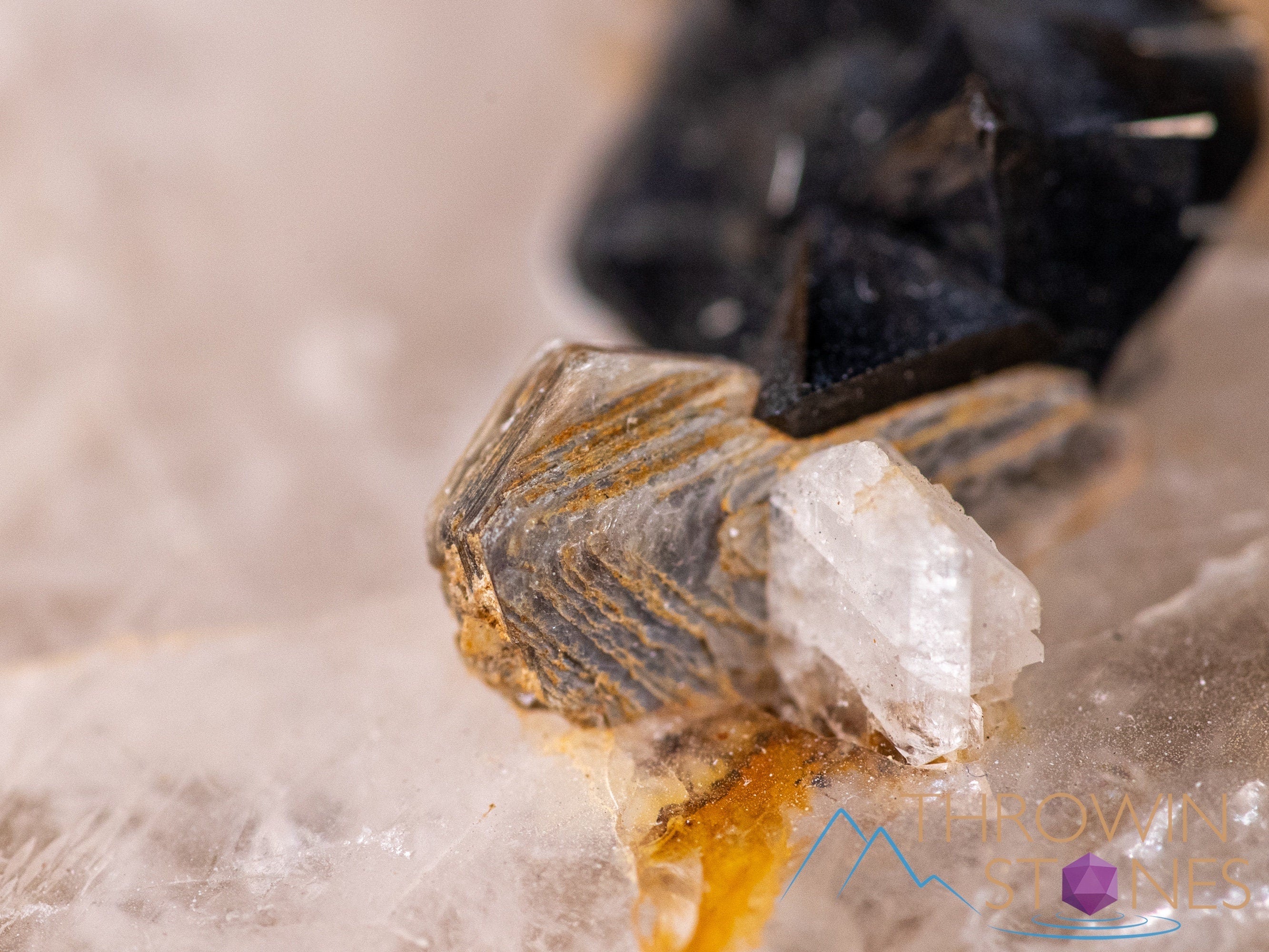 Natural Cassiterite on Quartz Raw Crystal Cluster - Healing Stone Collection, Mineral Specimen for Home Decor, Housewarming Gift, Meditation & Energy Work