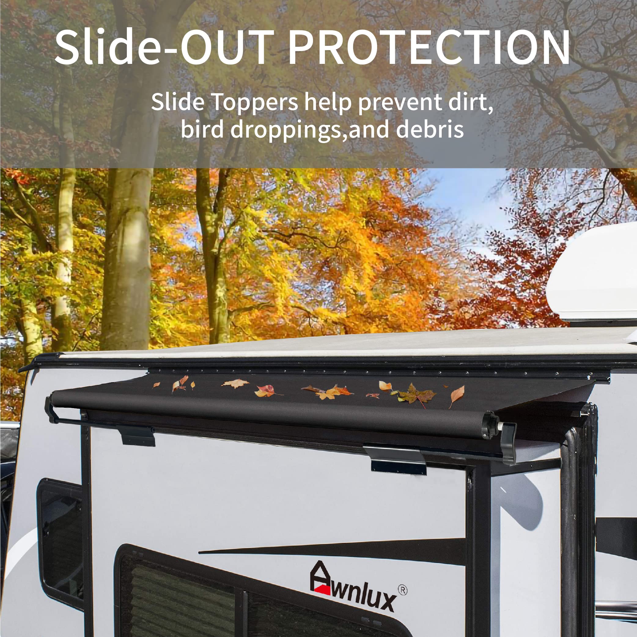 **Awnlux Black Modular Slide Topper Awning for RVs, Travel Trailers, 5th Wheels & Motorhomes – 7'6