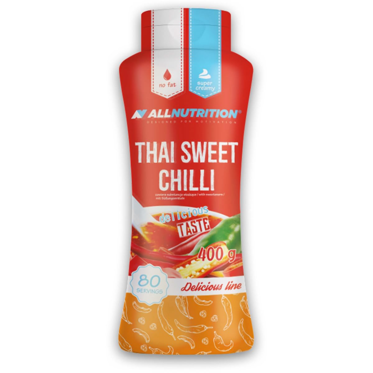 Allnutrition Thai Sweet Chili Sauce 400g - Authentic Thai Flavor, Gluten-Free & Vegan - Perfect for Stir-Fry, Dipping & Marinades