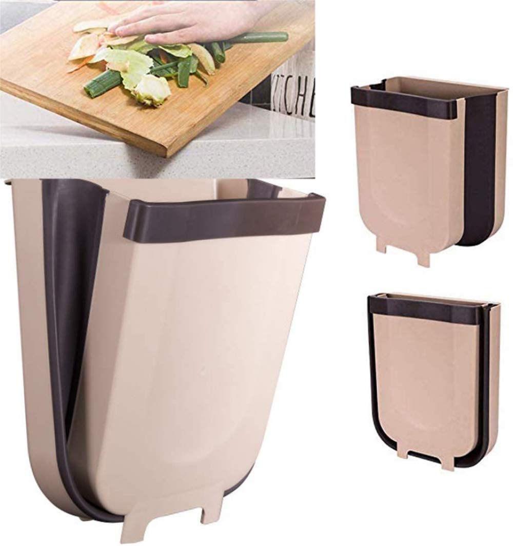 Foldable Wall Mounted Trash Can - Compact Kitchen & Bathroom Waste Bin with Hanging Design for Small Spaces - Perfect for Dorm, Car, Bedroom, and Office Use