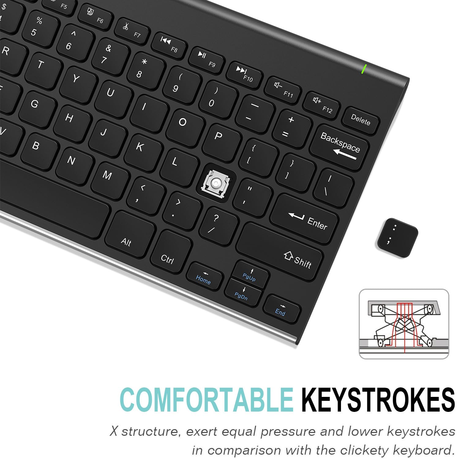 Arteck Universal Wireless Bluetooth Keyboard - Stainless Steel, Rechargeable, Compatible with iOS iPad Air/Pro/Mini, Android, Windows Tablets & Smartphones | Portable for Home, Office & Travel Use