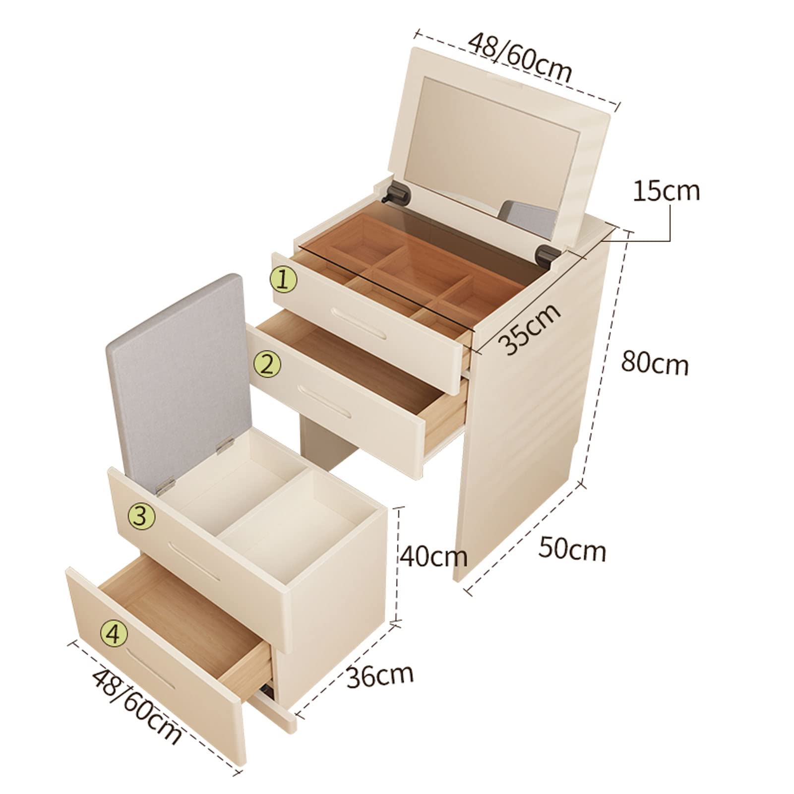 SPXMQSS Small Makeup Vanity with Light & Stool - Modern Home Decor for Girls & Women