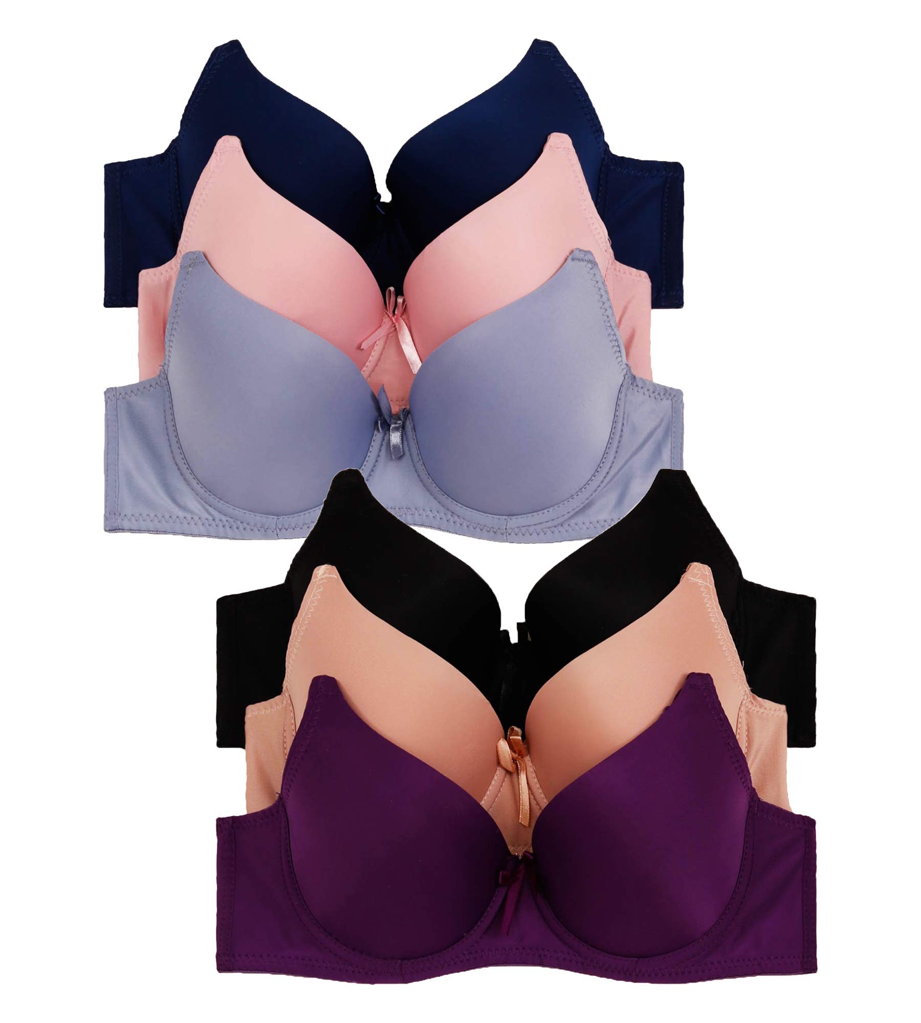 2ND DATE Women's Assorted Bras 6-Pack - Comfortable Wireless, T-Shirt, Lace & Sports Bras for Everyday Wear | Perfect for Work, Gym & Casual Outfits