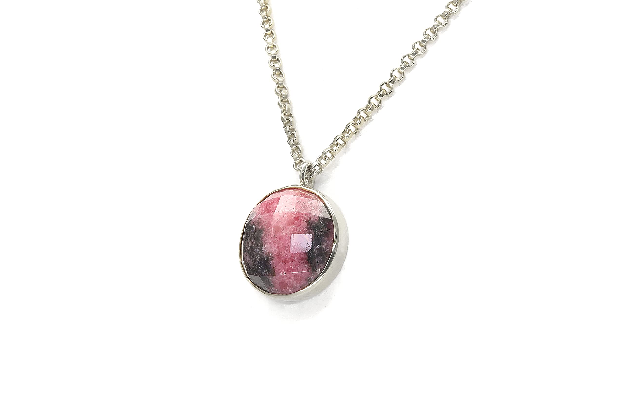 Rhodonite Gemstone Necklace for Women - Handmade Anemone Jewelry with Unique Stone Pendant - Artisan Crafted Gift Box Included | Perfect for Valentine's Day, Anniversary & Special Occasions