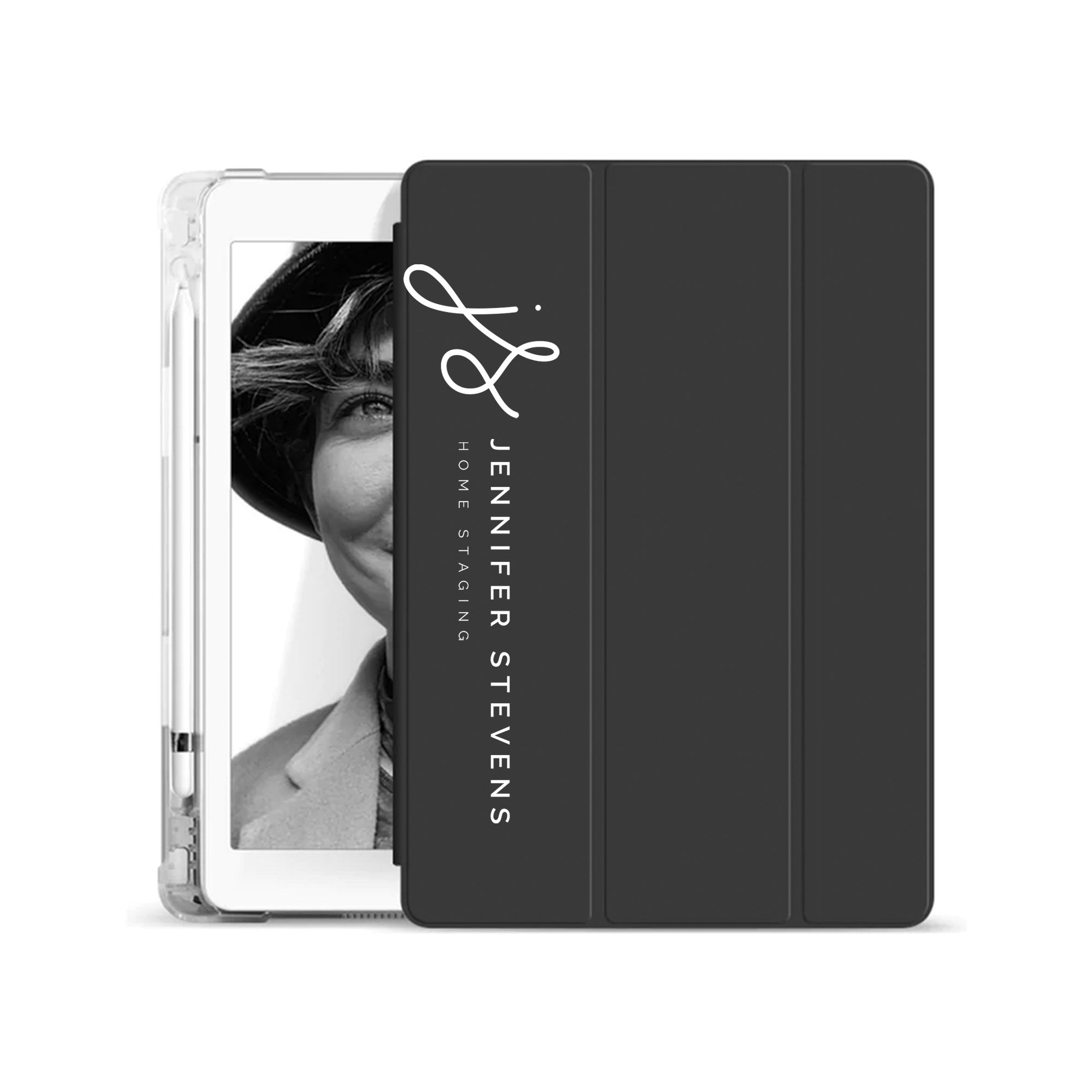 iPad See-Through Case with Signature & Occupation Design - Slim Protective Cover for iPad Pro/Air/Mini, Perfect for Work, School & Travel