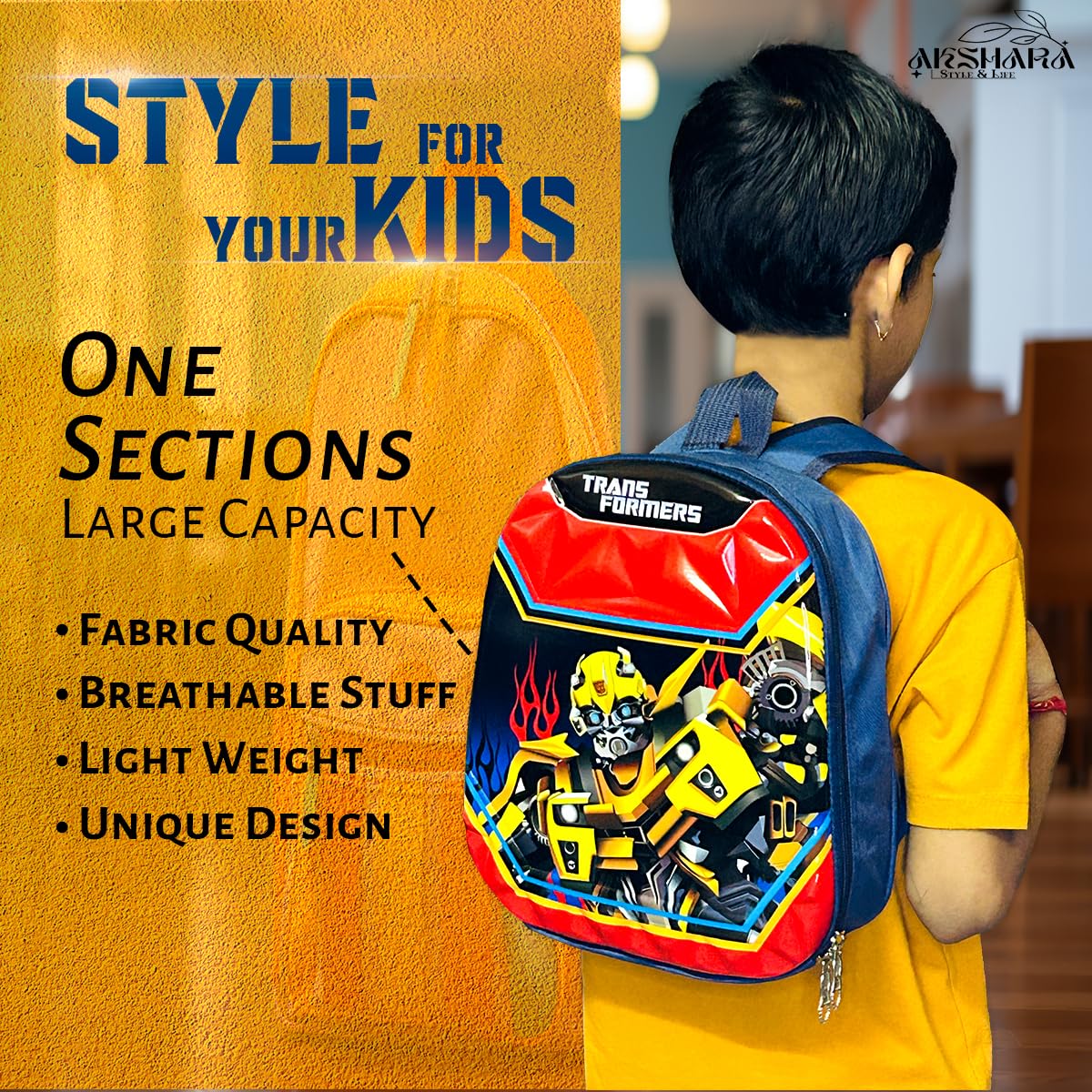 **Akshara Lightweight Waterproof Kids Backpack with 3D Cartoon Design, Adjustable Straps - Perfect for Preschool, Nursery & School Boys - Ideal for Daily Use, Travel & Outdoor Activities**
