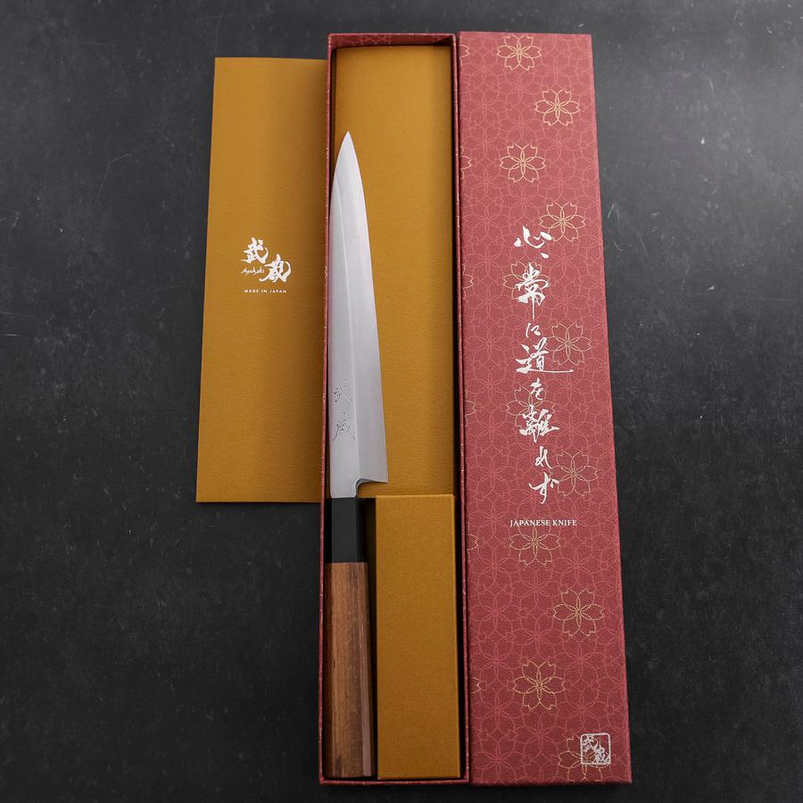 Premium Yanagiba Sushi Knife 210mm - High-Carbon Silver Steel #3 Kasumi Buffalo Teak Handle - Professional Japanese Sushi & Sashimi Chef Knife for Home & Restaurant Use