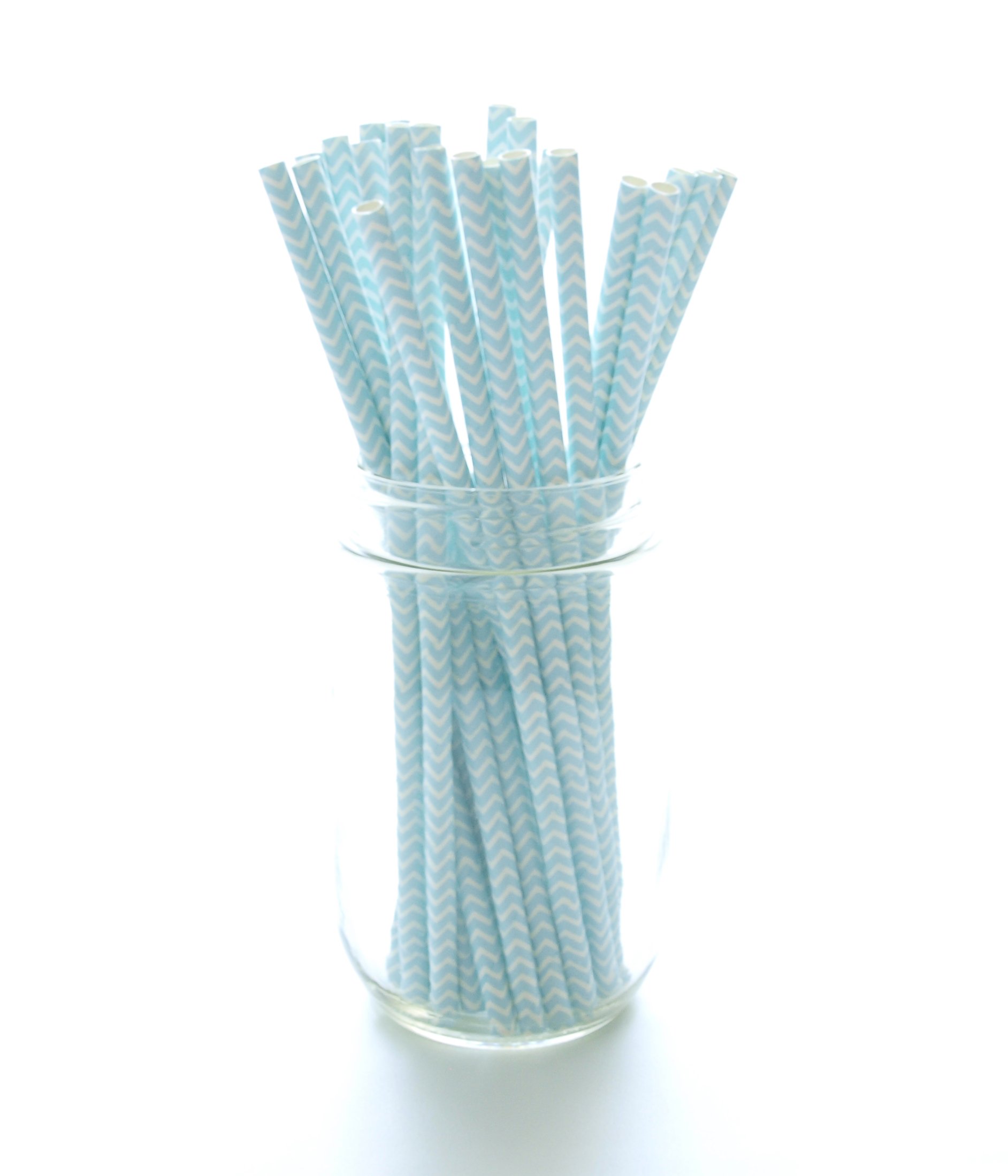 Eco-Friendly Light Blue Zig-Zag Paper Straws - 25 Pack Disposable Drinking Straws for Parties, Weddings, Baby Showers & Home Decor | Biodegradable & Stylish