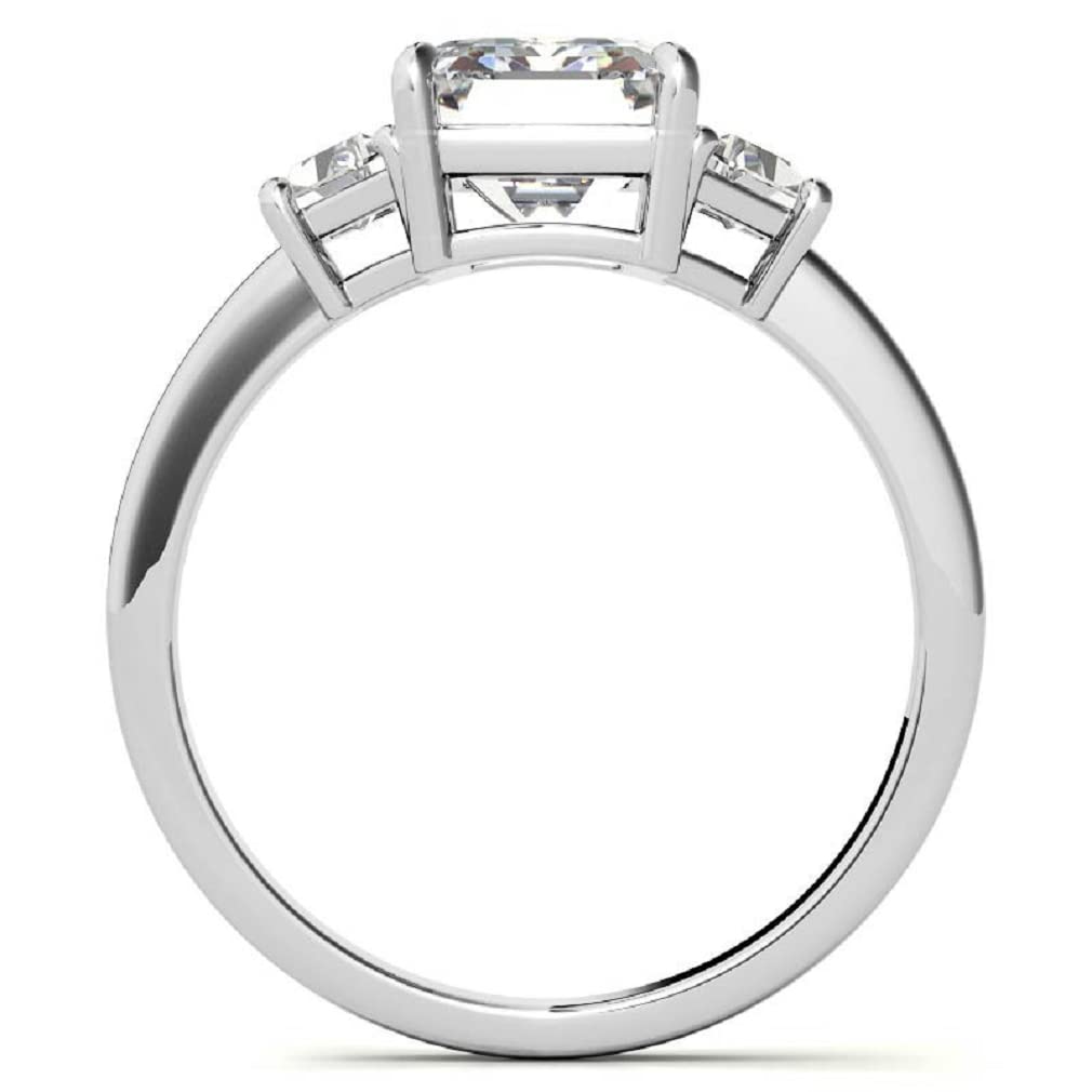 10K Solid White Gold Handmade Emerald Cut Moissanite Engagement Ring - 2.0 CT Solitaire Wedding Band for Women - Bridal Proposal Ring Set - Perfect for Anniversary, Valentine's Day & Special Occasions