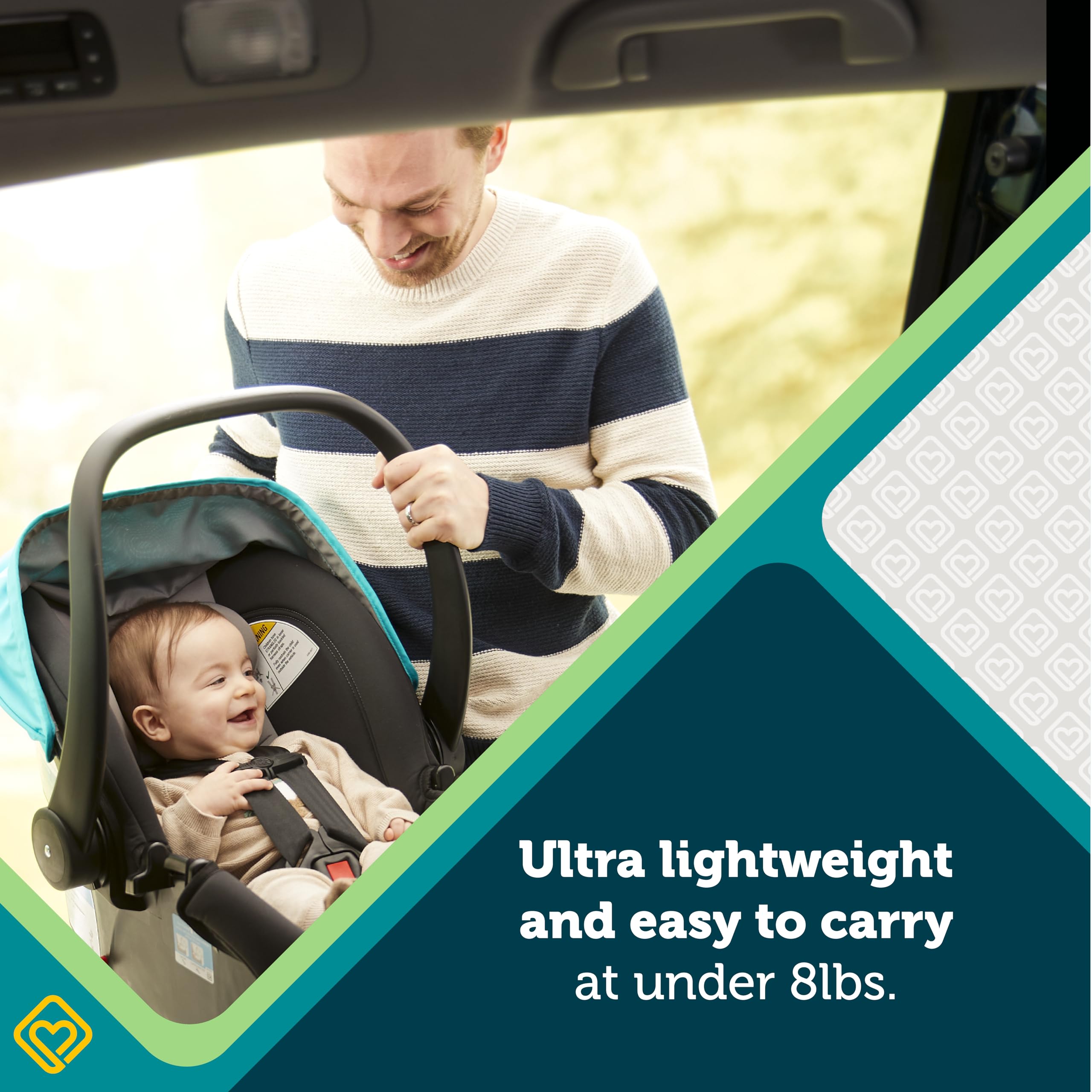 Safety 1st OnBoard LT Infant Car Seat - Lightweight & Safe Baby Car Seat with 5-Point Harness, Wisteria Lane 2 | Perfect for Newborns to 35 lbs | Ideal for Travel, Daily Commute & Family Road Trips