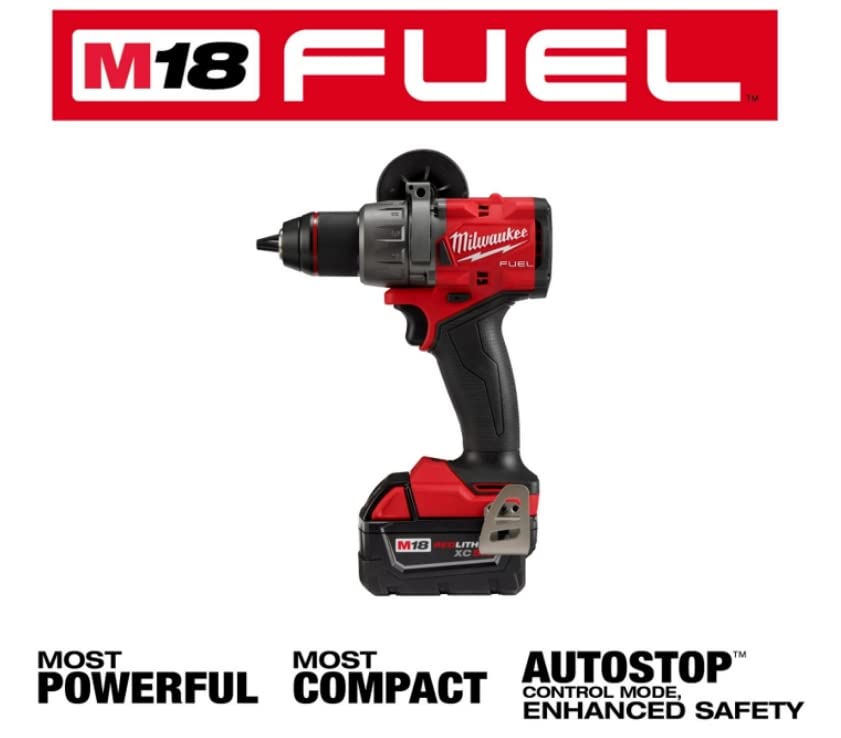 Milwaukee M18 FUEL 18V Cordless 1/2 Inch Drill Driver Kit with Battery and Charger - Powerful Electric Drill for Woodworking, Metal Drilling & DIY Home Projects