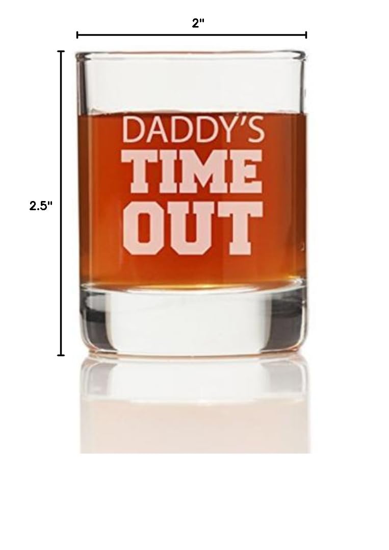 Daddy's Time Out Shot Glass Set of 4 - Funny Novelty Drinking Glasses for Men, Gifts for Dad, Birthday & Father's Day - Perfect for Parties, Game Nights & Man Cave Decor