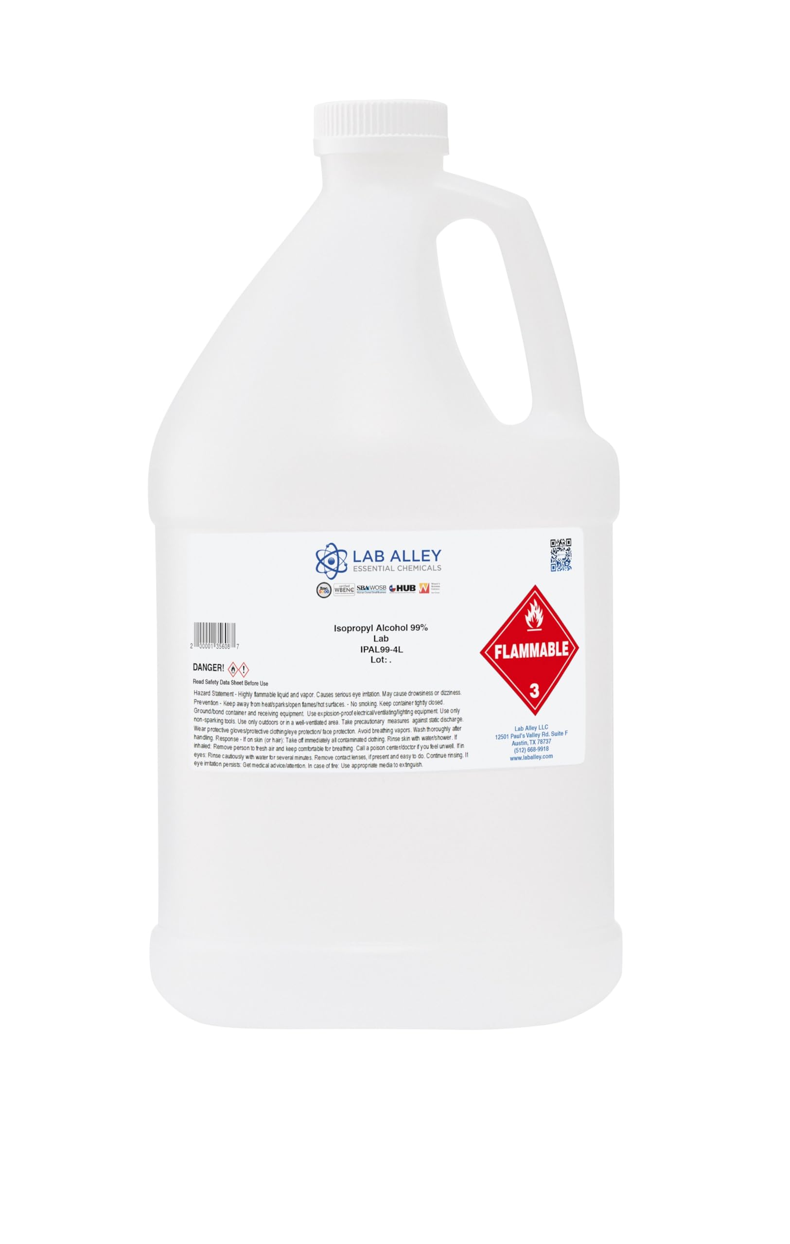 99.8% Pure Isopropyl Alcohol (IPA) - 4L Lab-Grade Solvent for Electronics Cleaning, Medical Disinfection & Laboratory Research | Ideal for PC Maintenance, 3D Printing & First Aid Kits